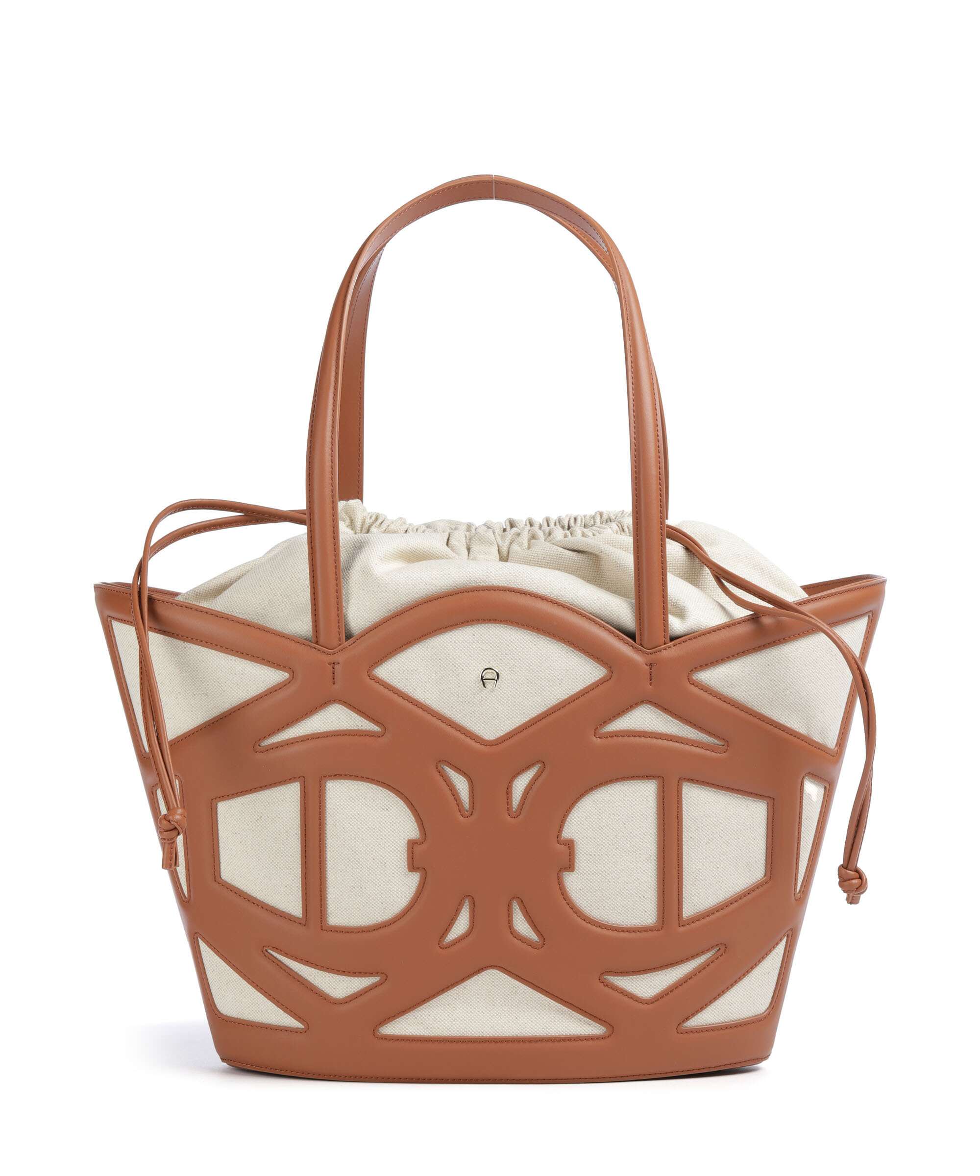 AIGNER トートバッグ Aigner Azzurra M Tote bag fine grain cow leather, cotton cognac