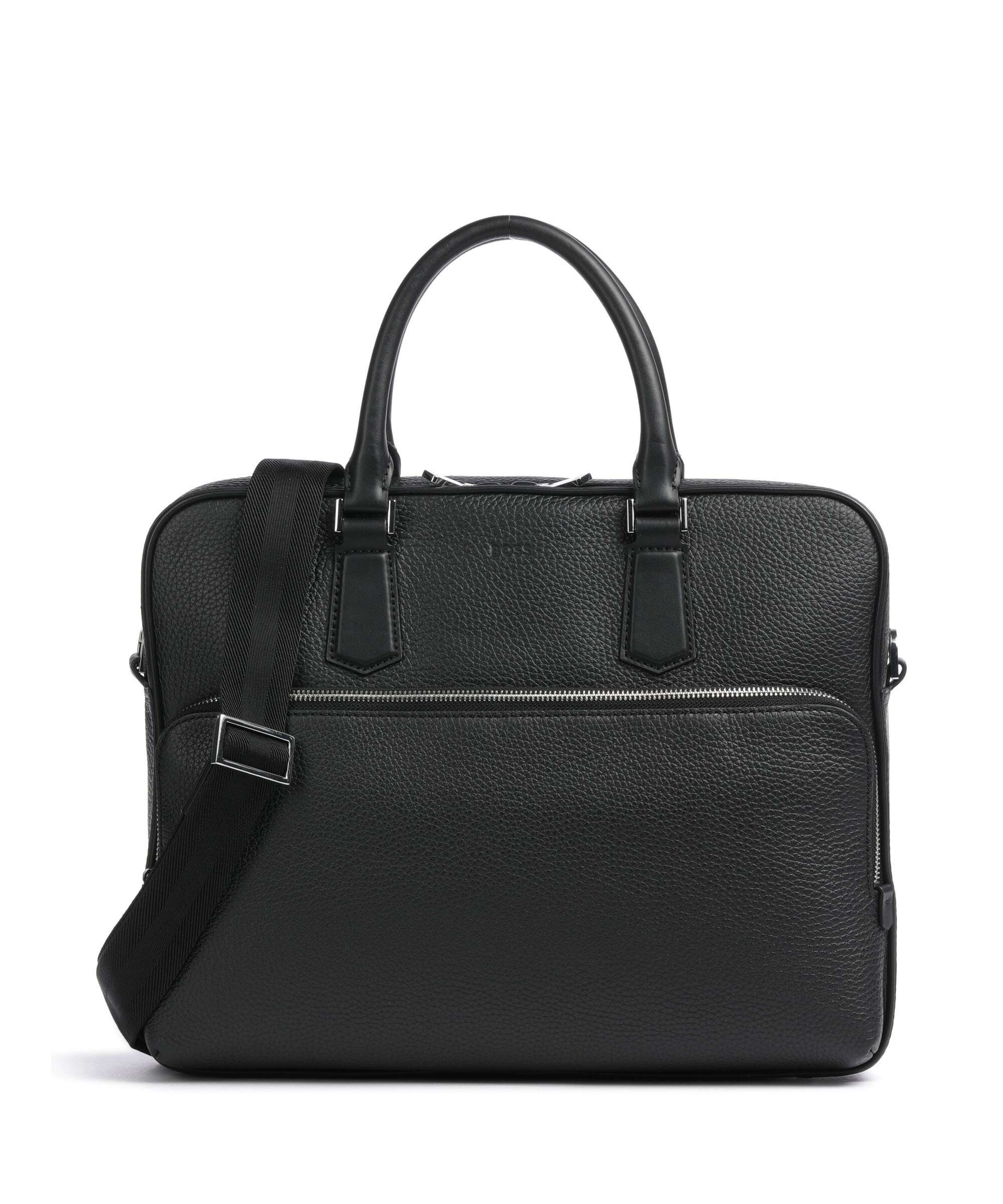 BOSS Crosstown Briefcase 14″ grained cow leather black - 50529293
