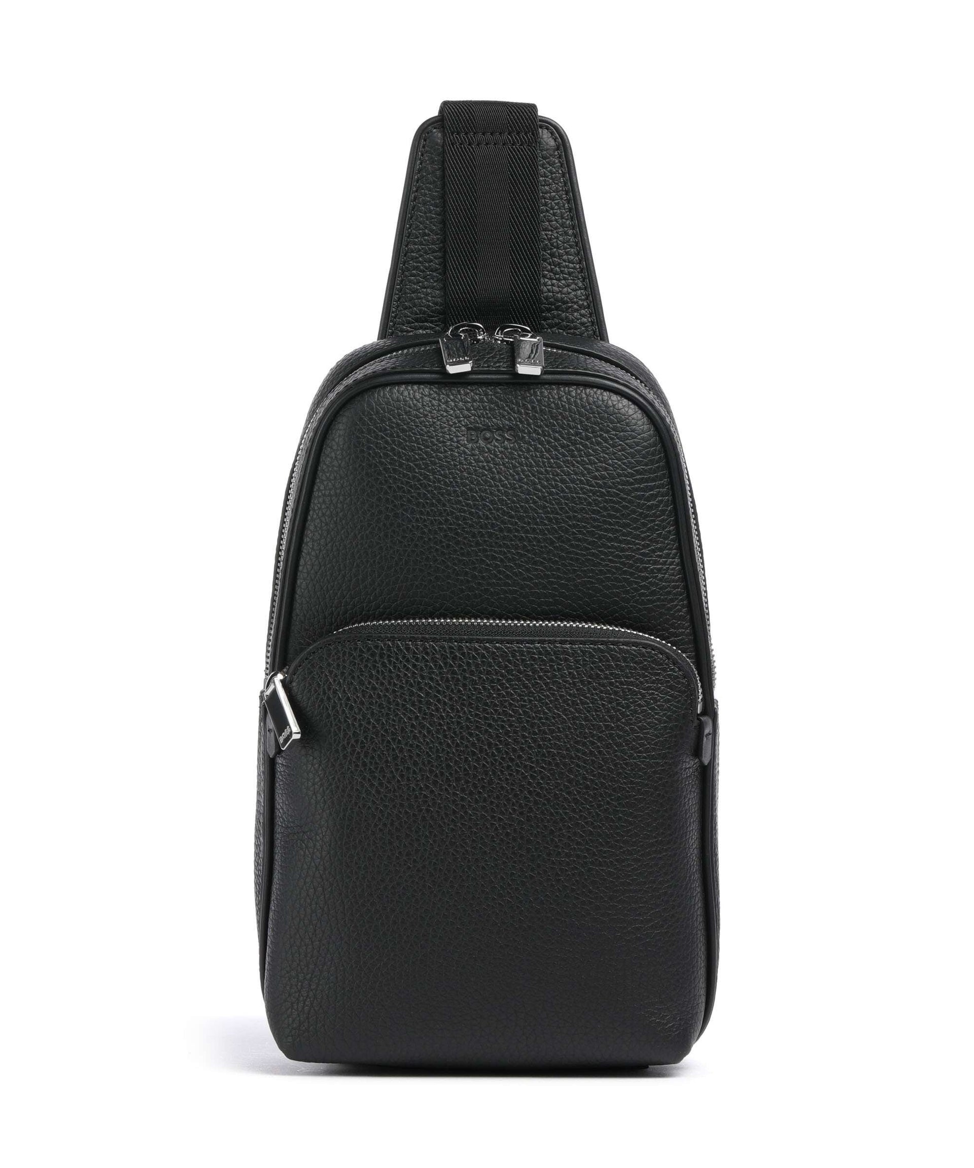 BOSS Crosstown Sling bag grained cow leather black