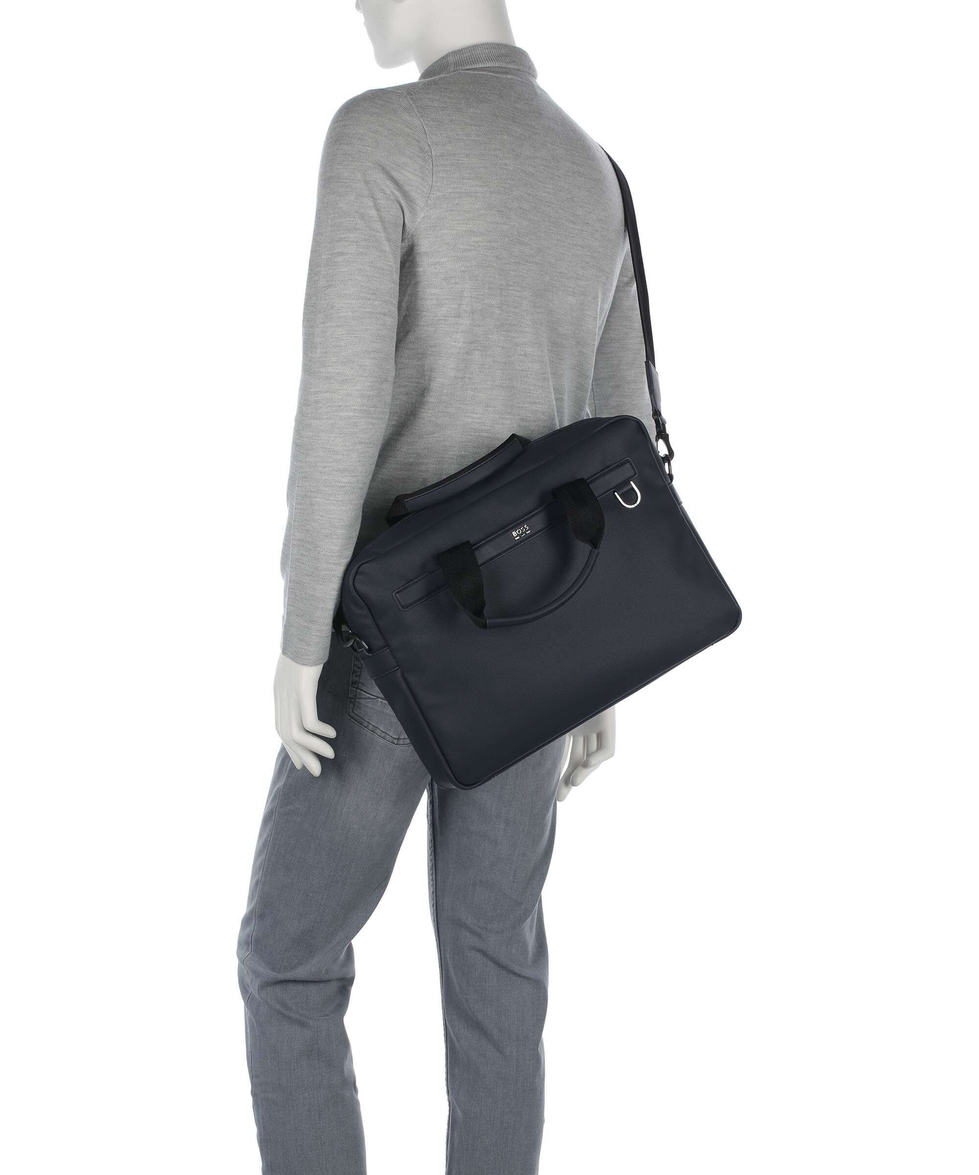 BOSS Jinko Briefcase 14″ imitation leather dark blue - 50548768