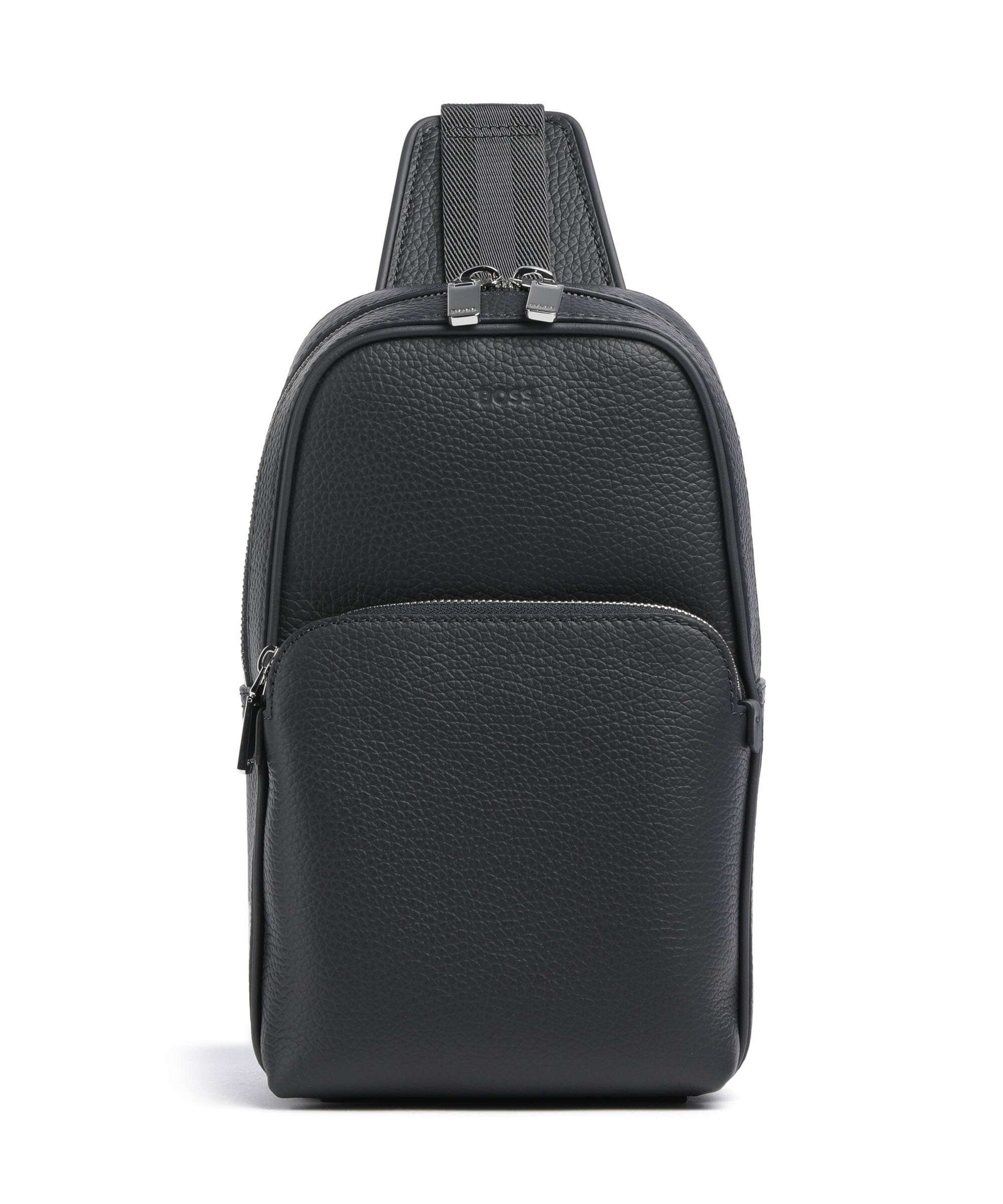 BOSS Crosstown Sling bag grained cow leather navy