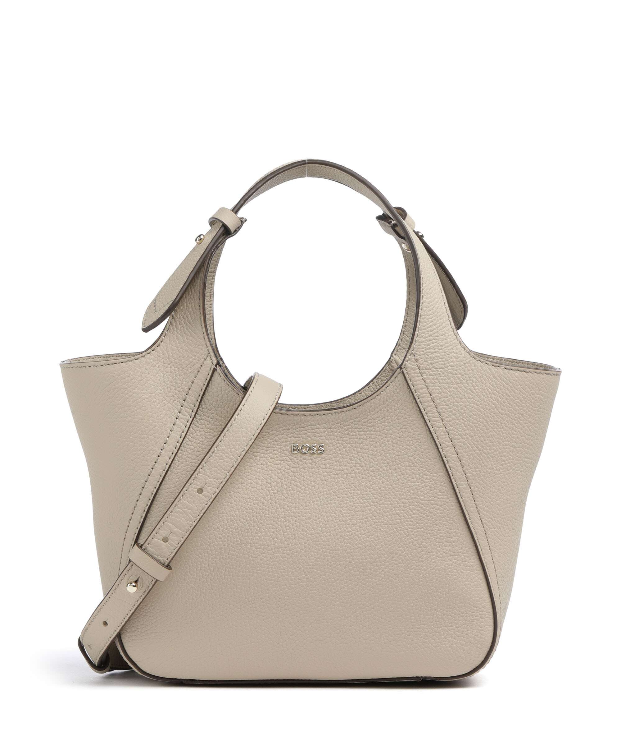 BOSS Lenah Small Handbag grained cow leather light beige