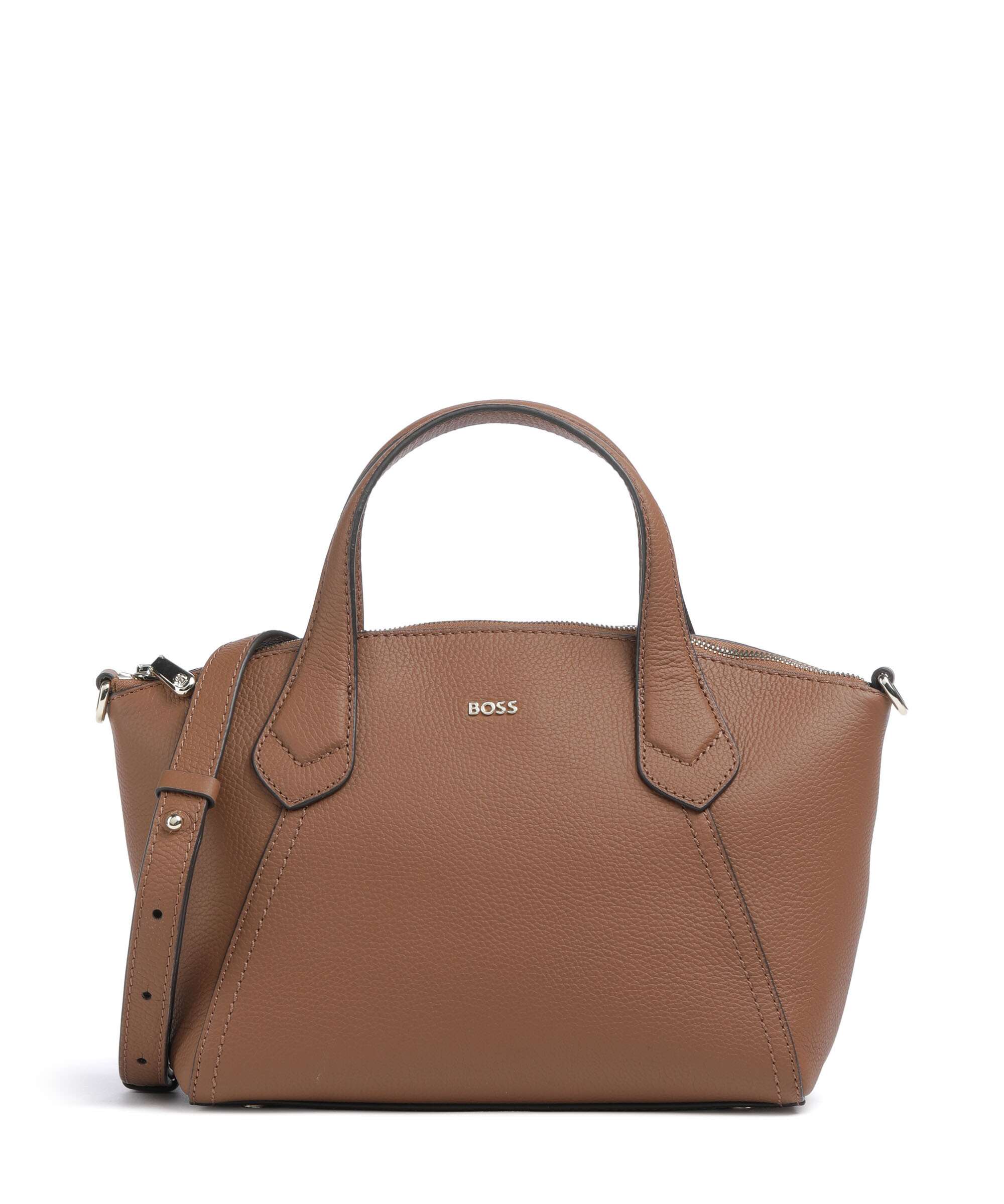 BOSS Lenah S Handbag grained cow leather medium brown - 50563384