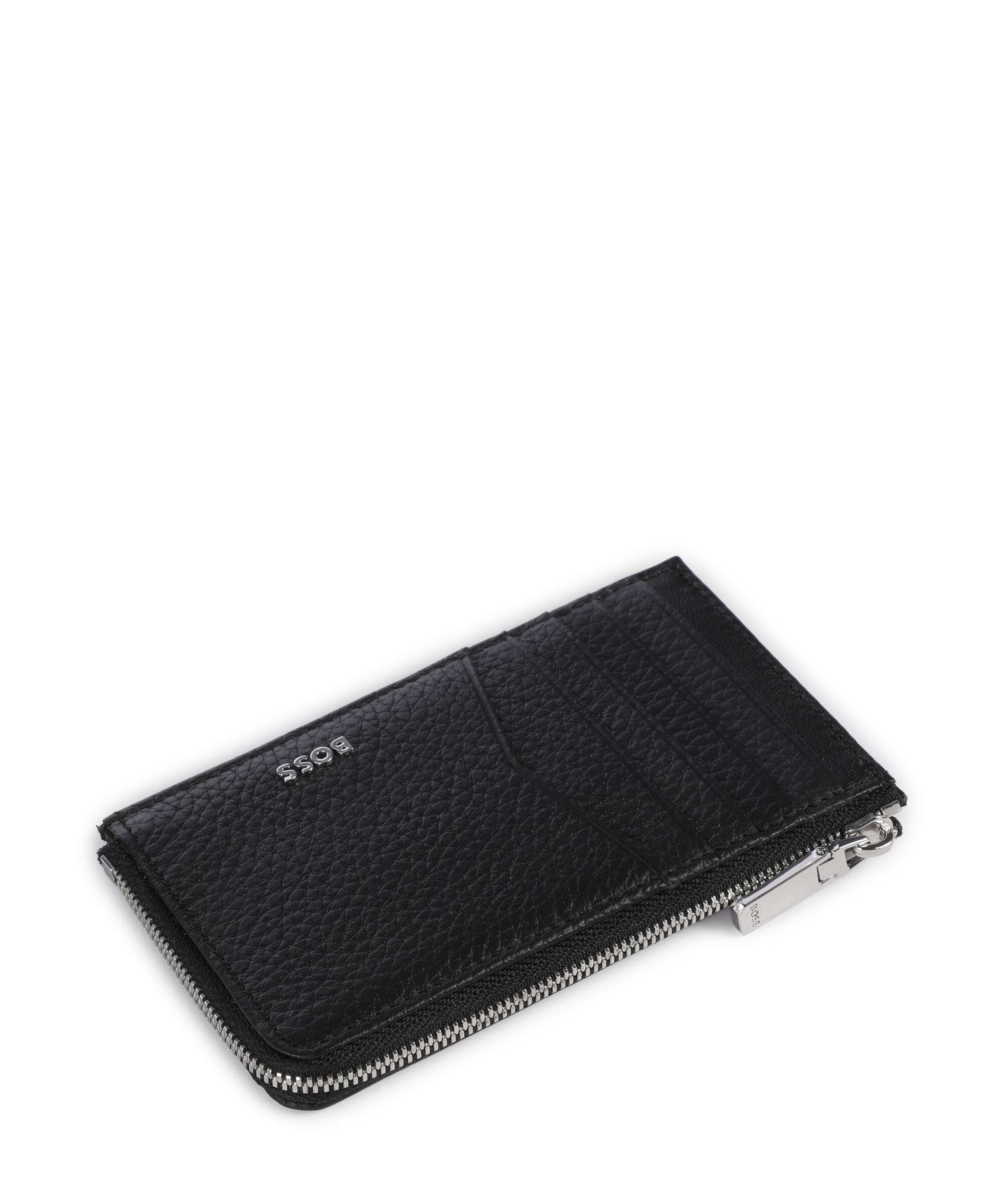 BOSS Crosstown Credit card holder grained cow leather black