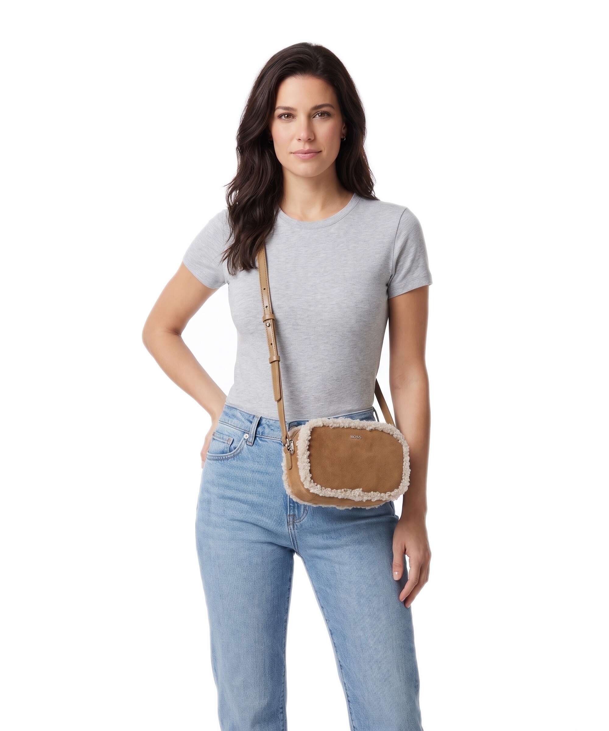 AW2018 BE SOFT 20 レザー　クロスボディ　ハンドバッグ BOSS Sandy Crossbody bag imitation leather medium beige - 50573238