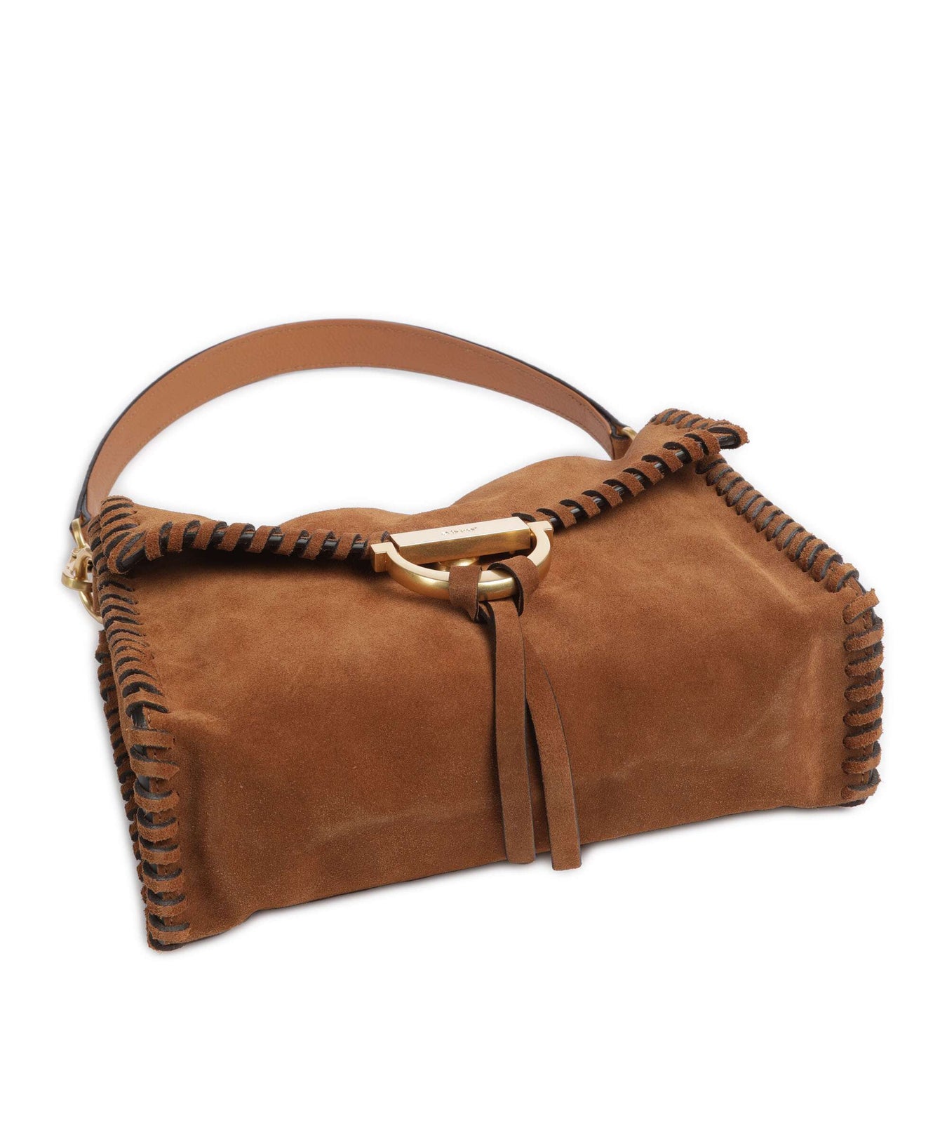 Abro Suede Temi Stitch Shoulder bag cuoio