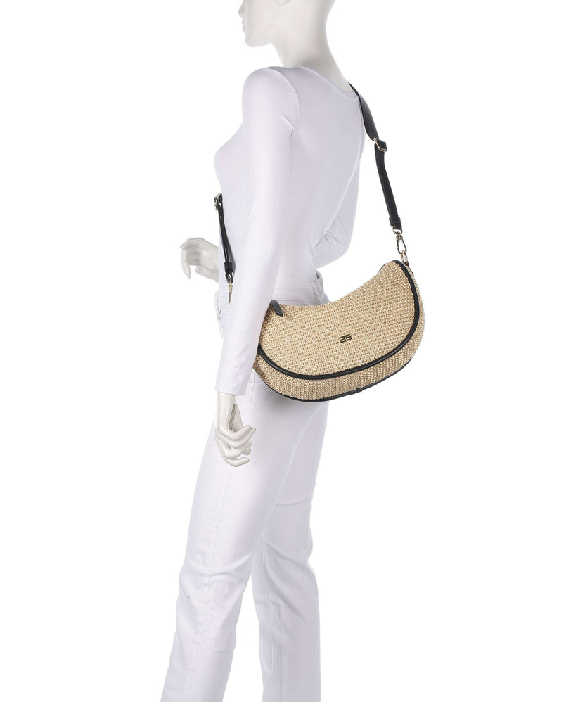 Abro Maglia Raffia Willow Hobo bag natural/black