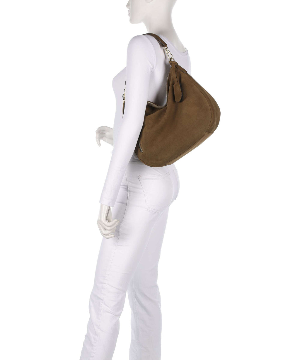 Abro Suede Juna Small Hobo bag military