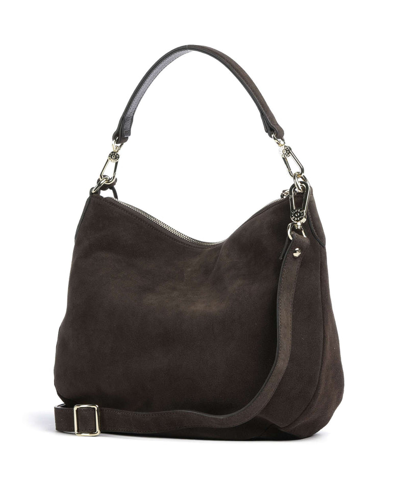 Abro Suede Juna Small Hobo bag dark brown