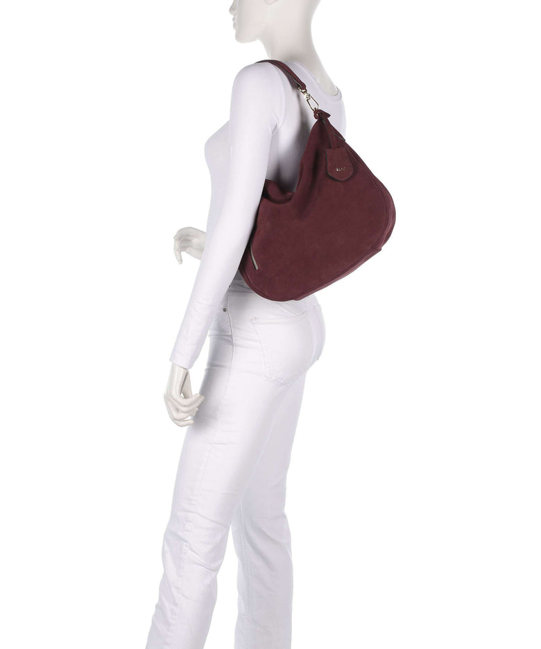 Abro Suede Juna Small Hobo bag bordeaux