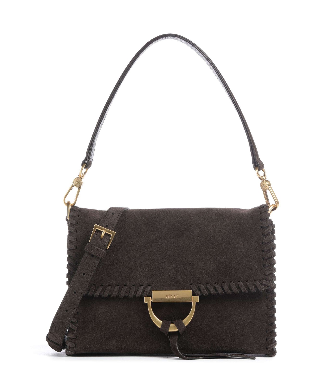Abro Suede Temi Stitch Shoulder bag dark brown