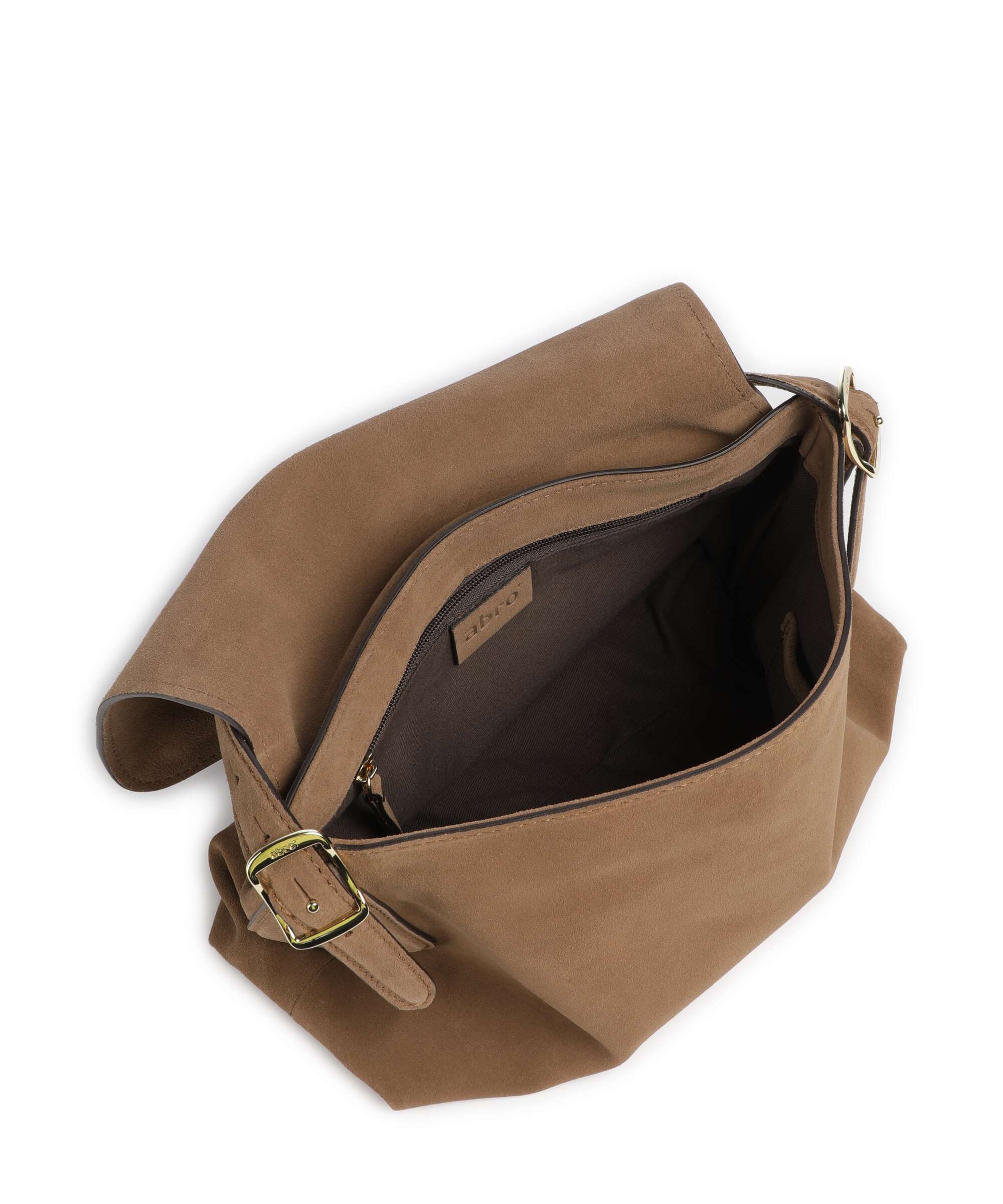 Abro Suede Carina Hobo bag brushed leather camel - 032093-33-48