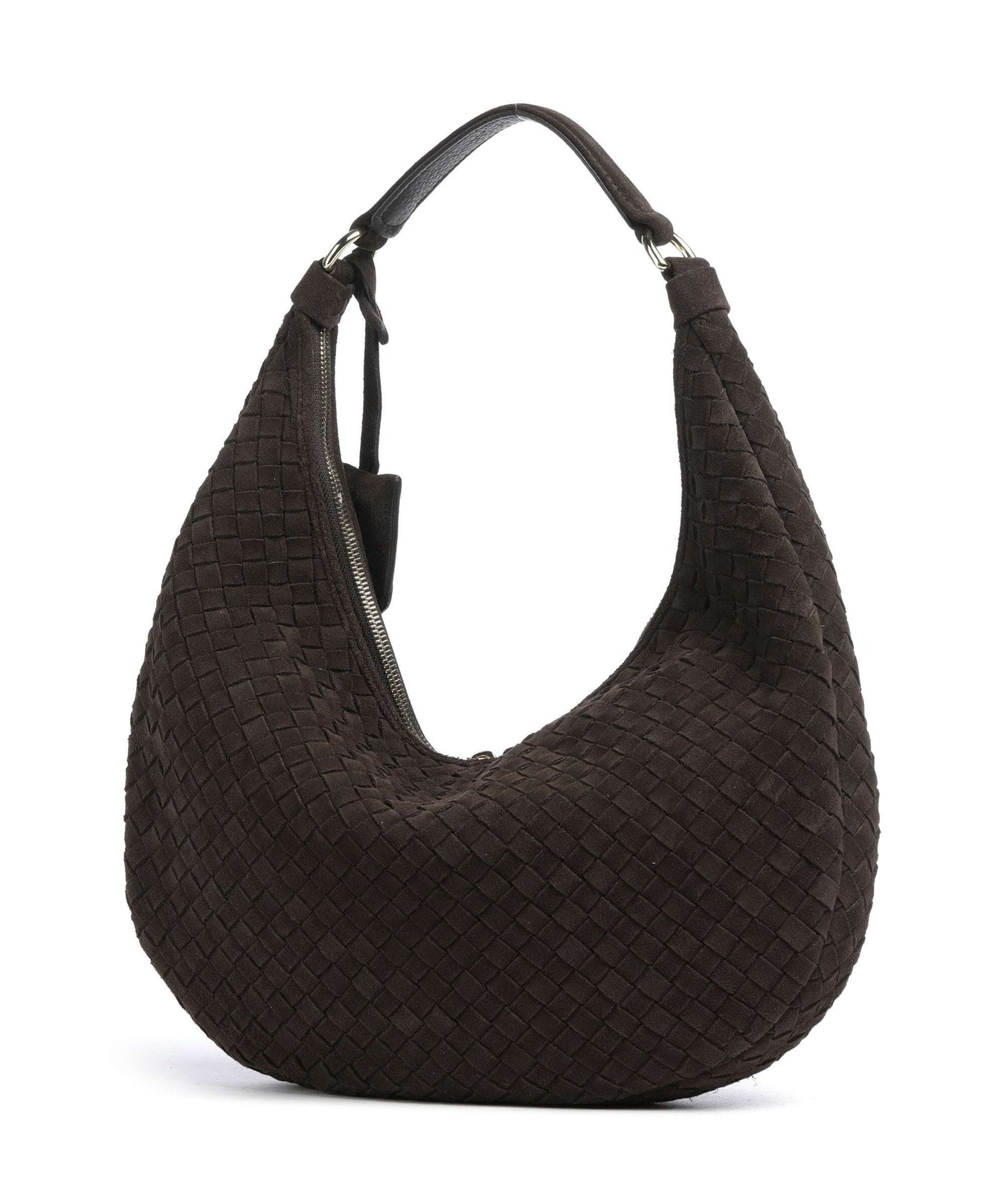 Abro Suede Weaving Nana Small Hobo bag dark brown