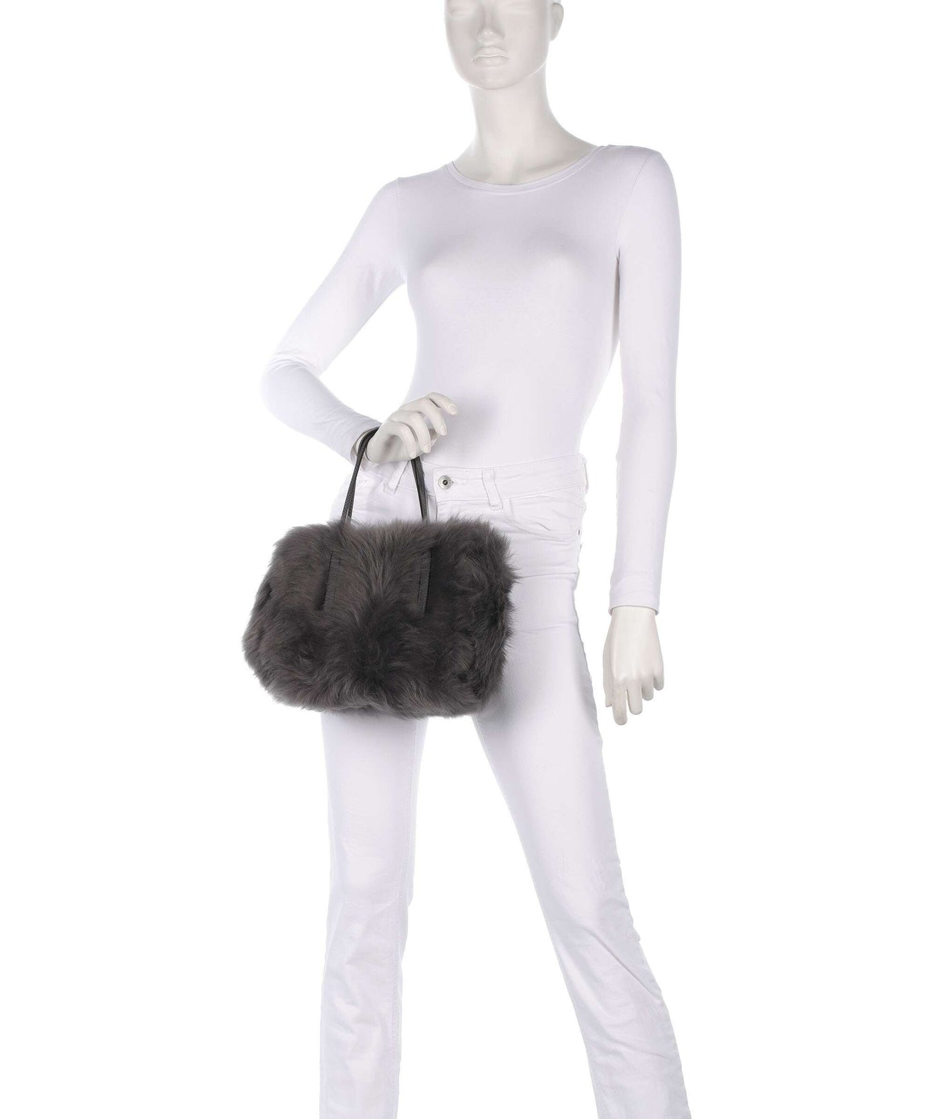 Abro Shearling Noelle Handbag grey
