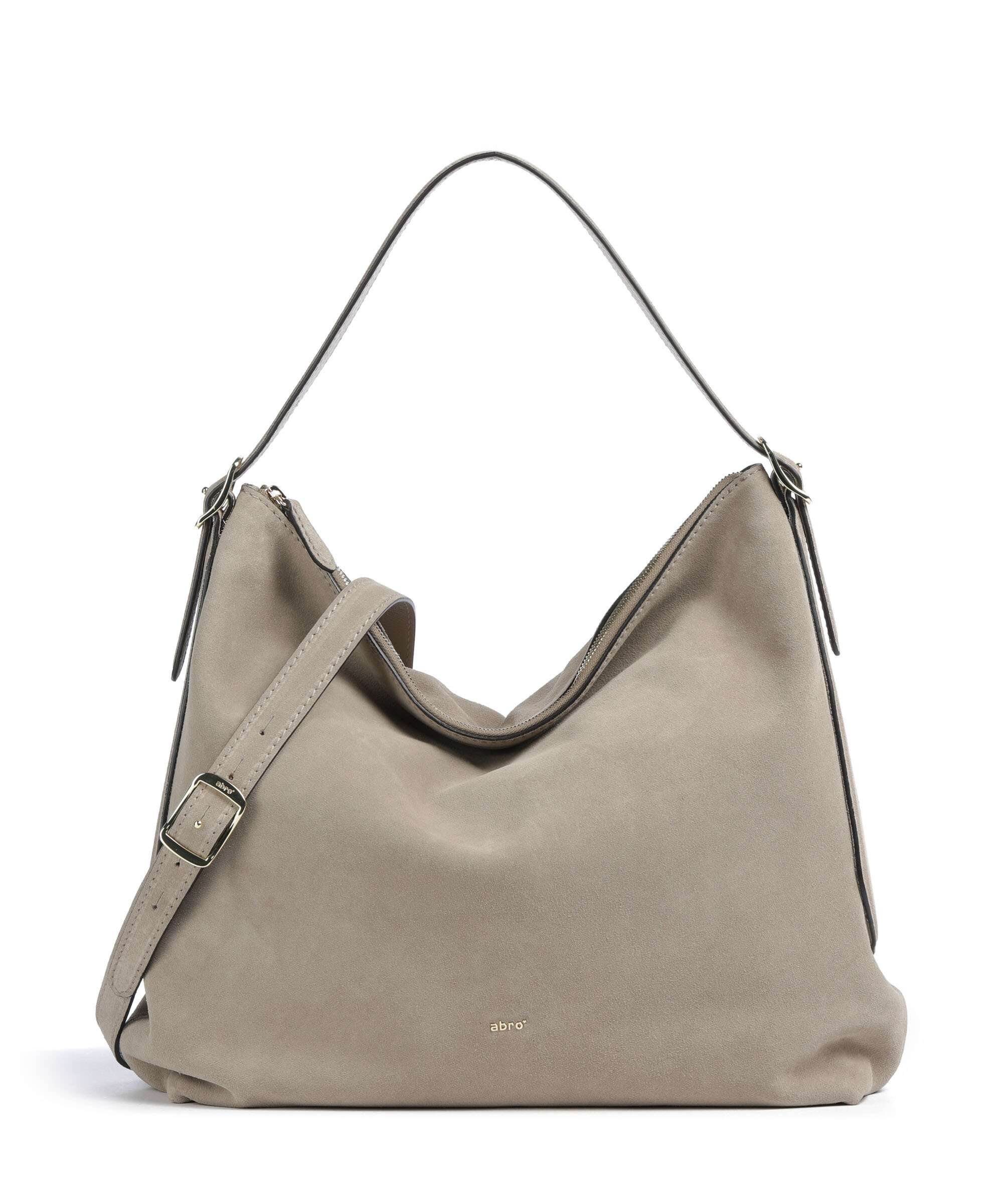 Abro Suede Carina Hobo bag brushed leather mud - 032597-33-39 – WARDOW