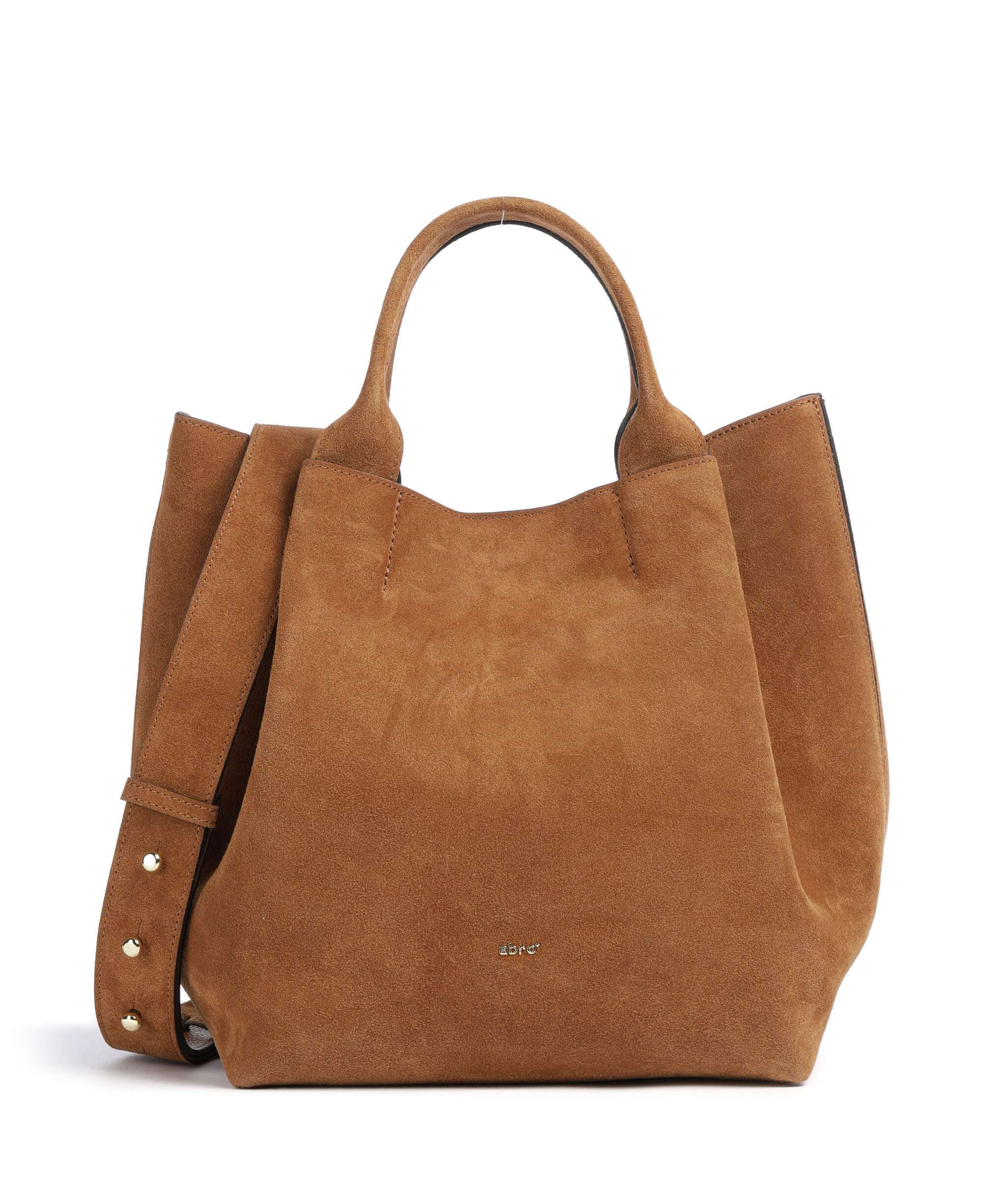 イタリア製　90~00s abro suède hand bag y2k Abro Suede Essential Medium Handbag brushed leather cuoio - 032405
