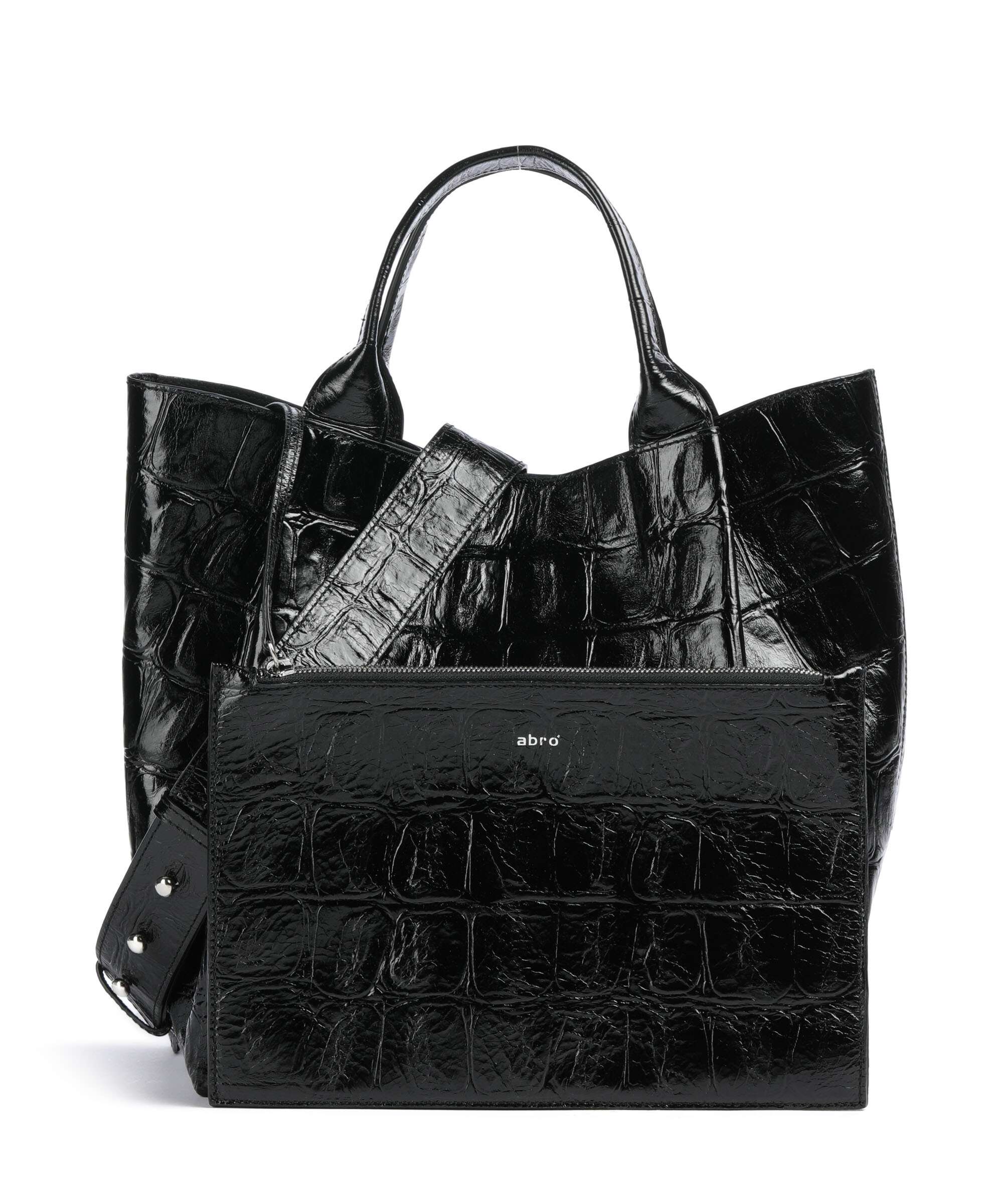BAGURO バグロ Abro Maxi Cocco Essential Medium Handbag leather black/nickel