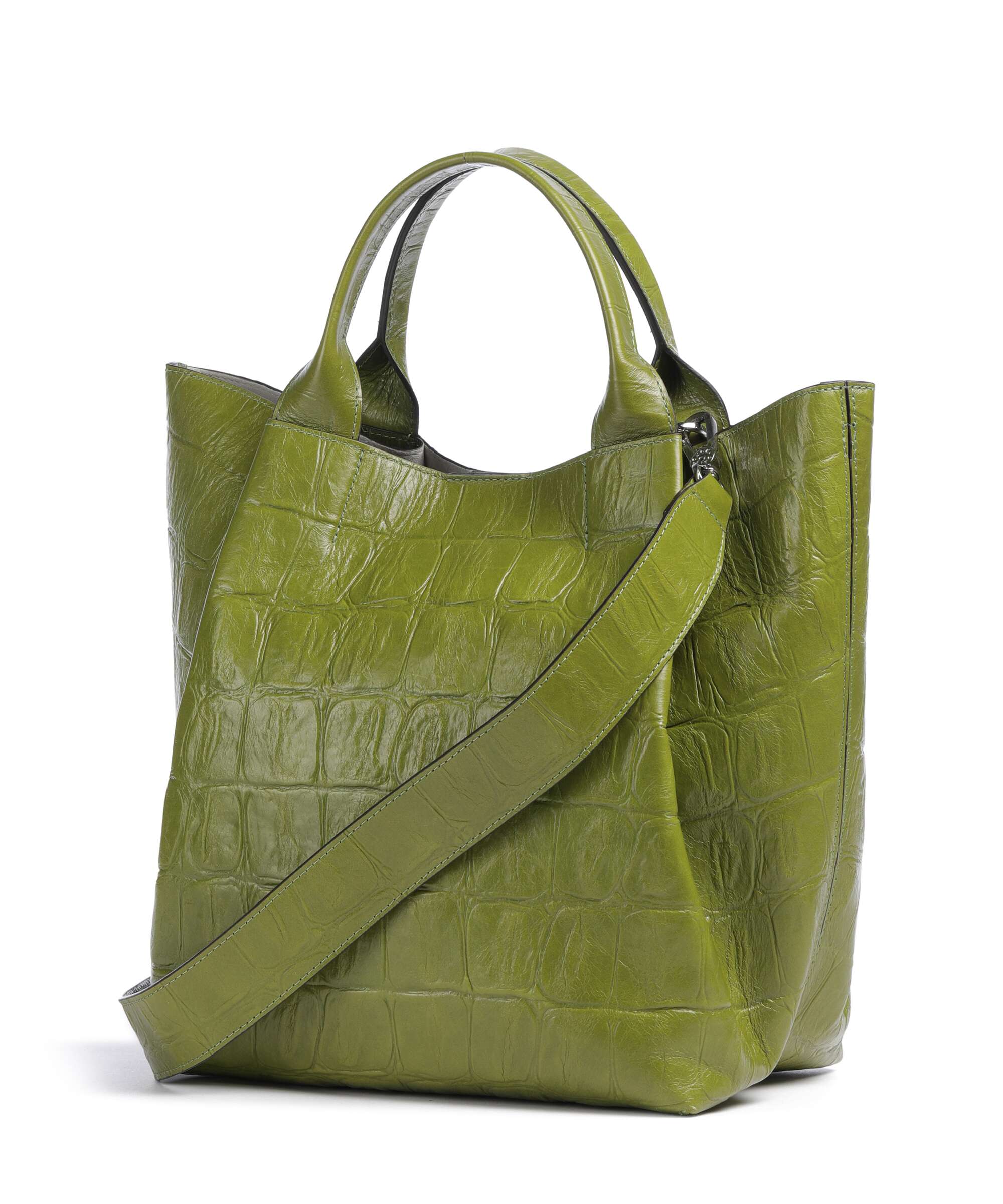 Abro Maxi Cocco Essential Medium Handbag embossed leather lime