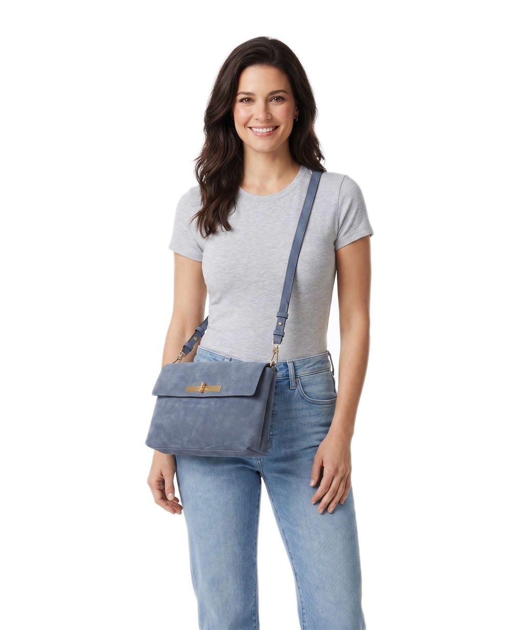 Abro Suede Twist Shoulder bag jeans
