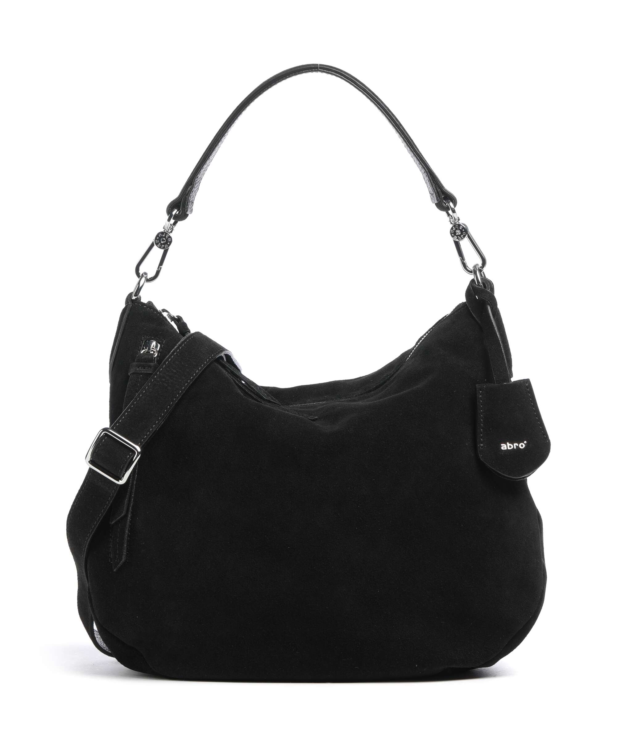 Abro Suede Juna Small Hobo bag black/nickel