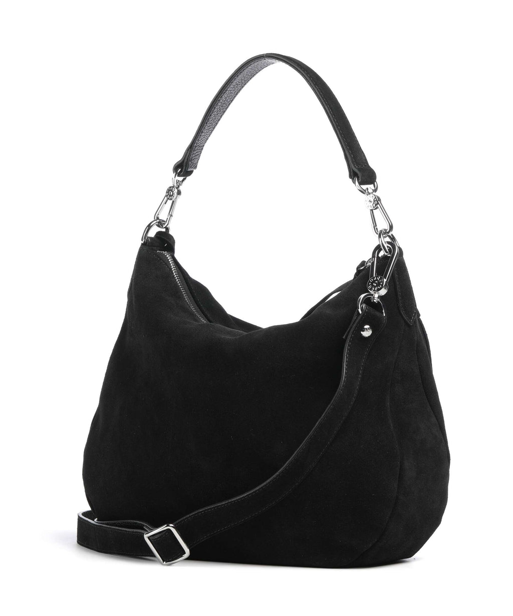 Abro Suede Juna Small Hobo bag black/nickel
