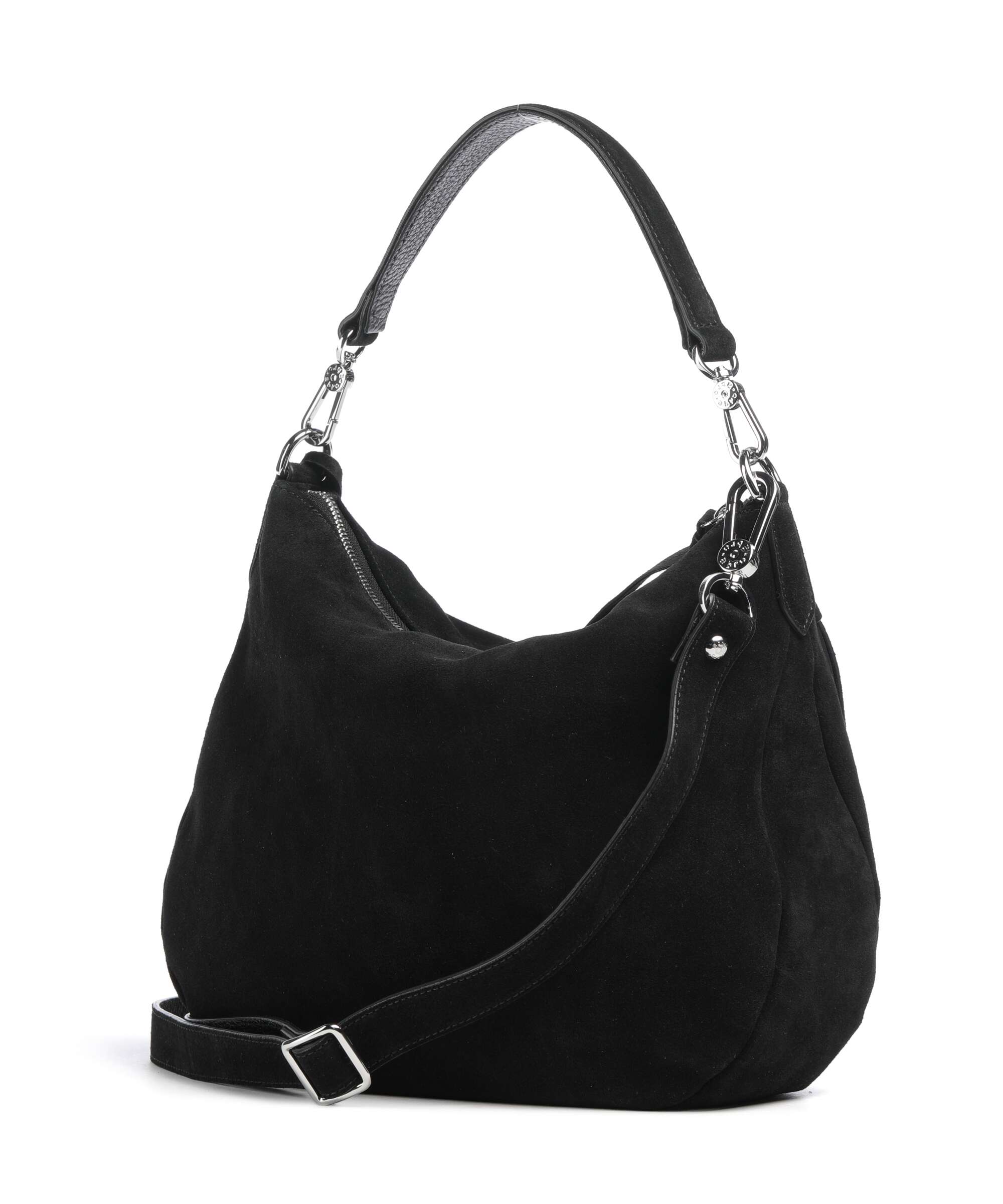 Abro Suede Juna Small Hobo bag black/nickel