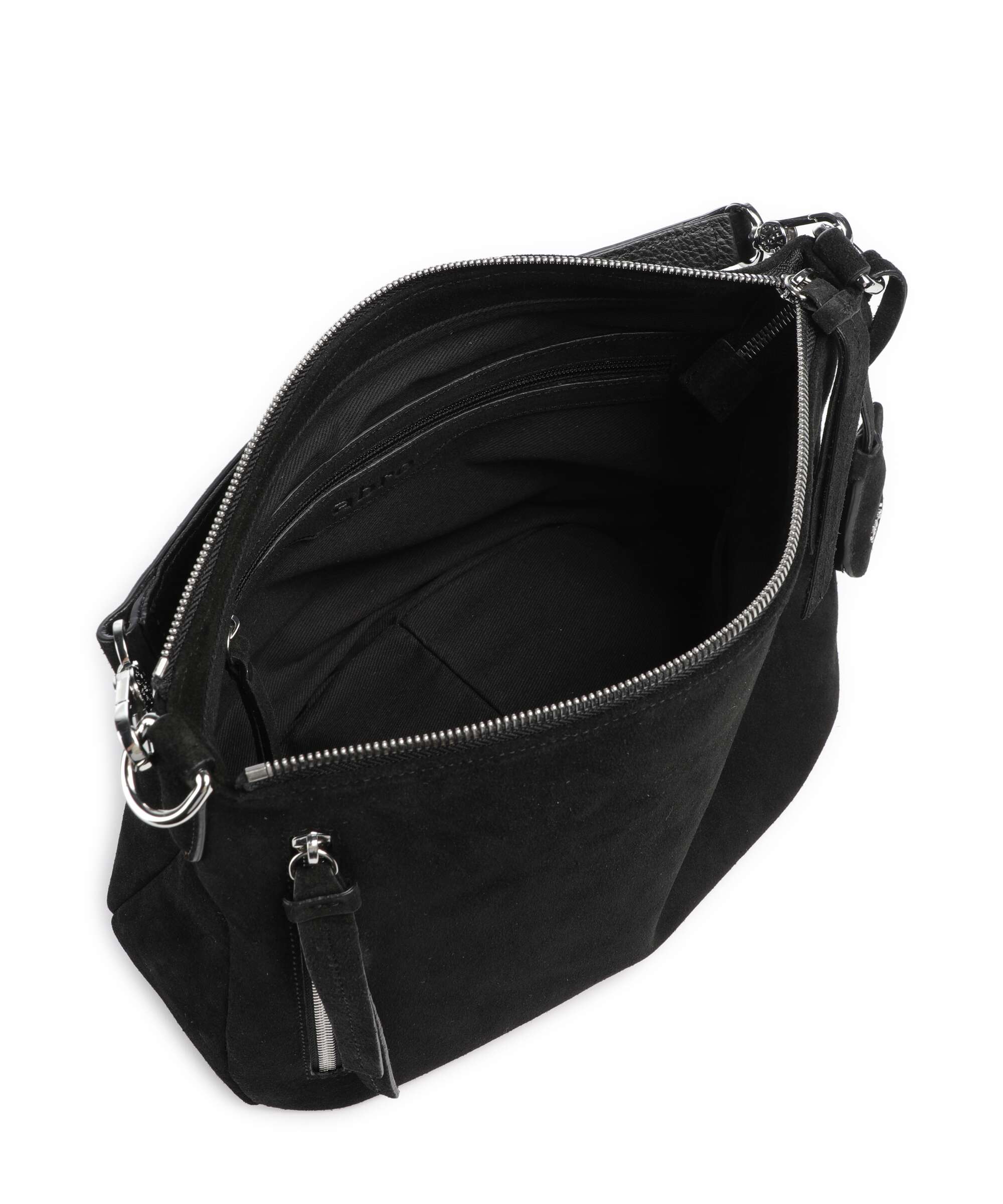 Abro Suede Juna Small Hobo bag black/nickel