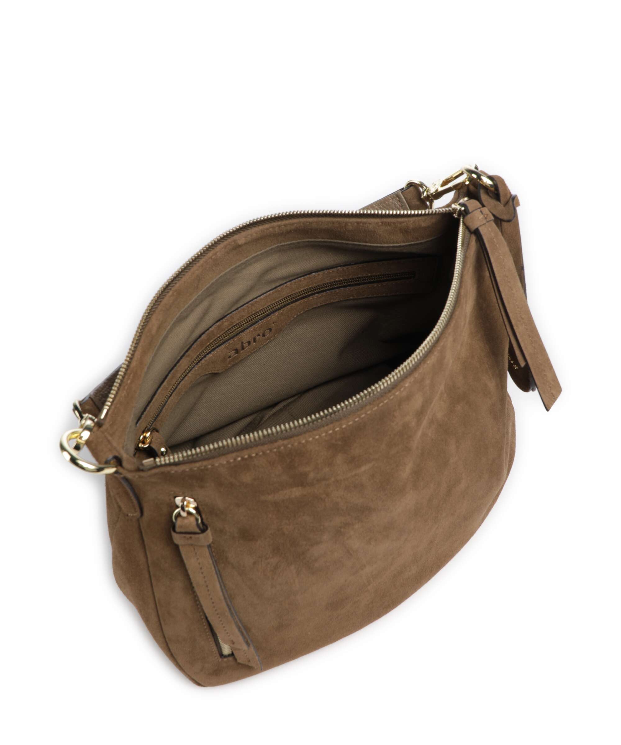 Abro Suede Juna Small Hobo bag khaki