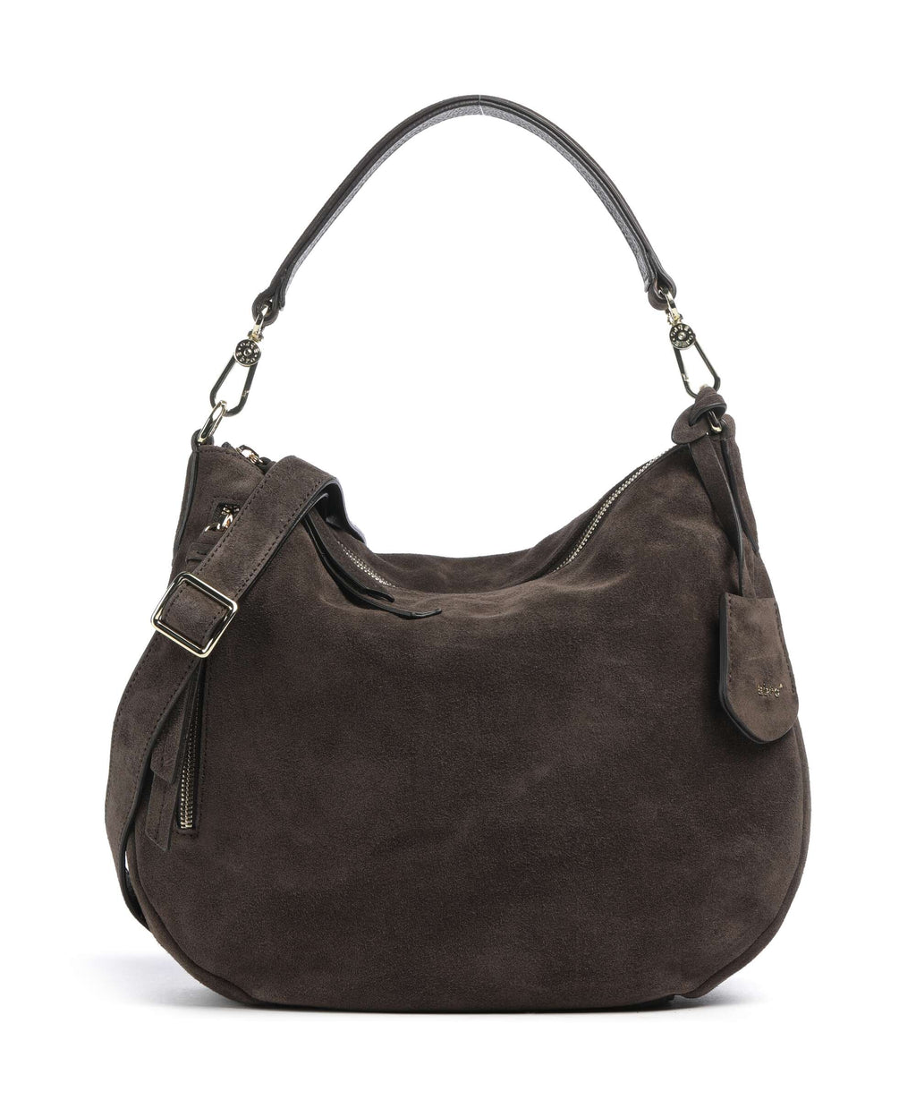 Abro Suede Juna Small Hobo bag dark brown