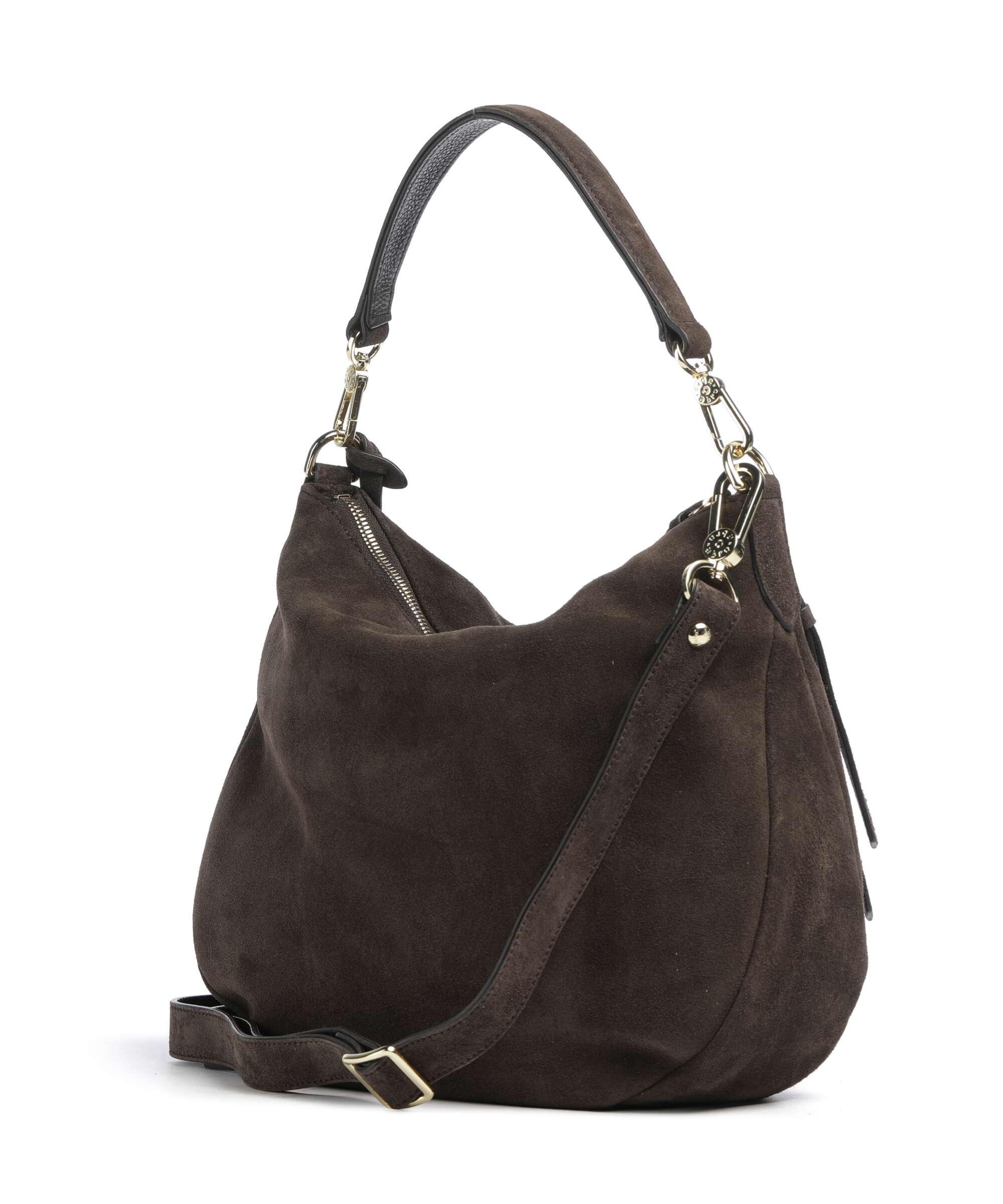 Abro Suede Juna Small Hobo bag dark brown