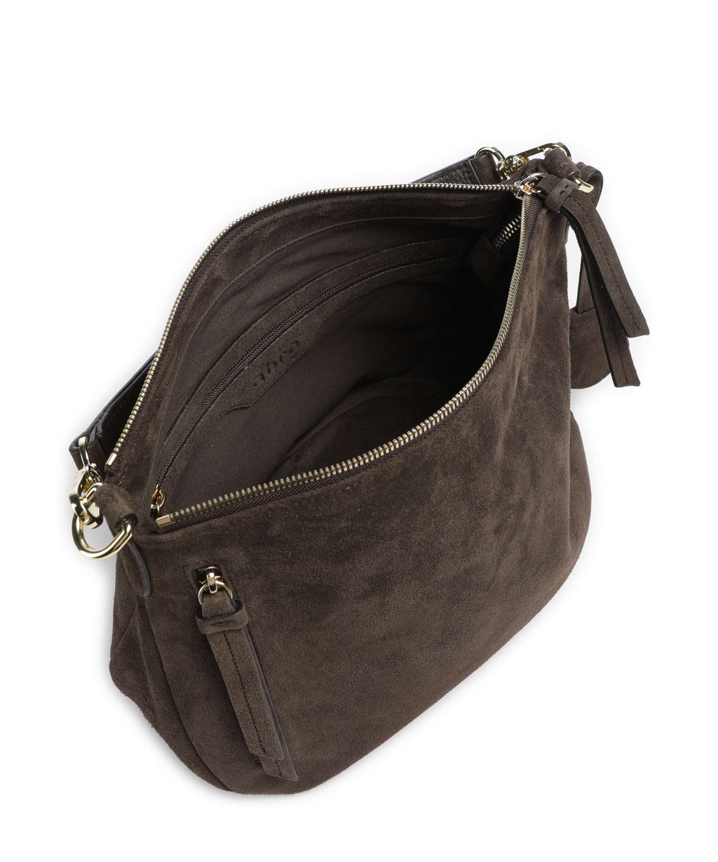 Abro Suede Juna Small Hobo bag dark brown