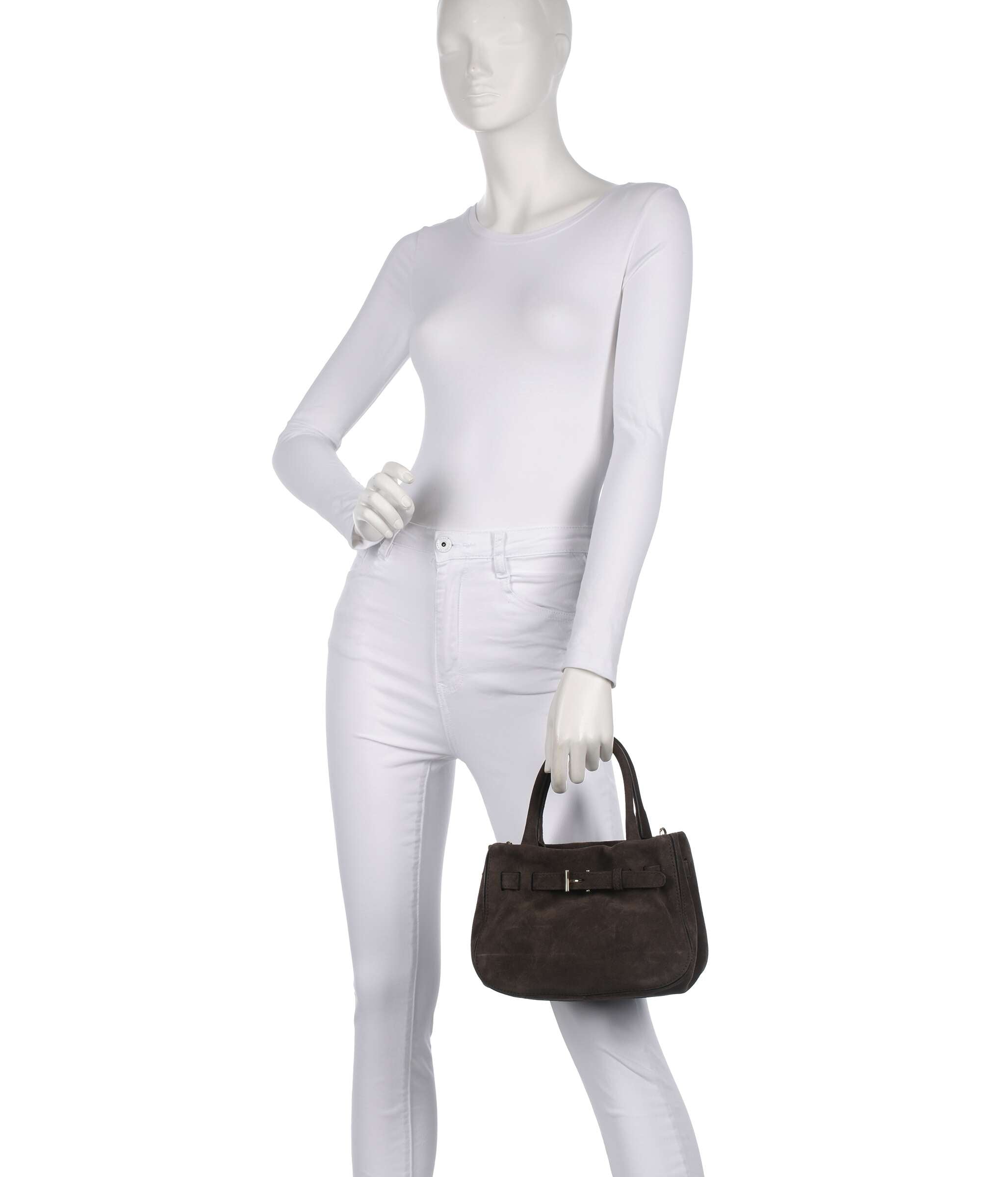 Abro Suede Jill Handbag dark brown