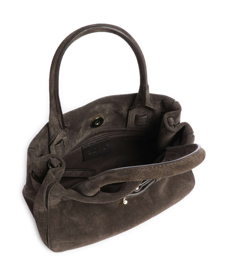 Abro Suede Jill Handbag dark brown
