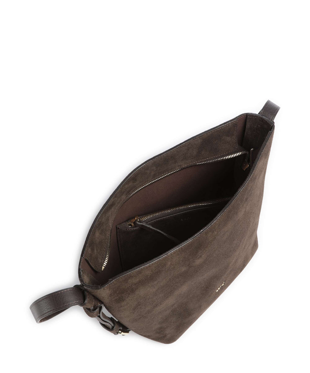 Abro Suede Cosmo Hobo bag dark brown