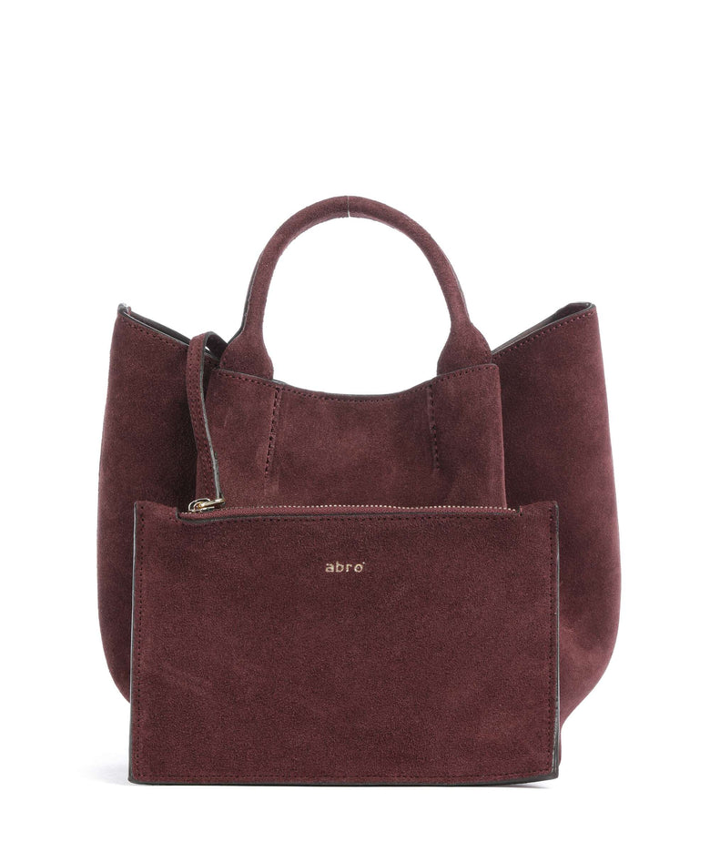 Abro Suede Essential Small Handbag burgundy