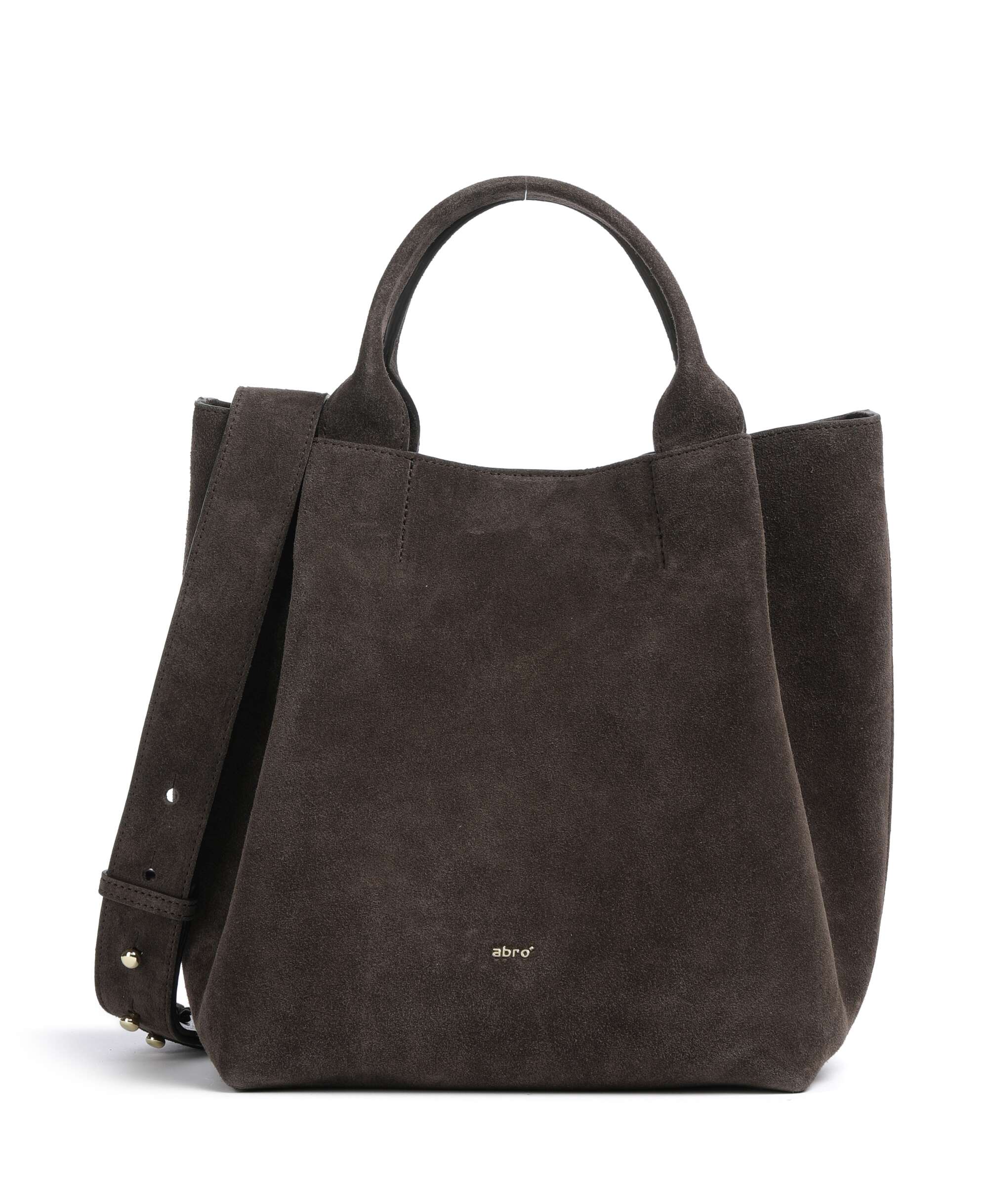 Abro Suede Essential Medium Handbag dark brown