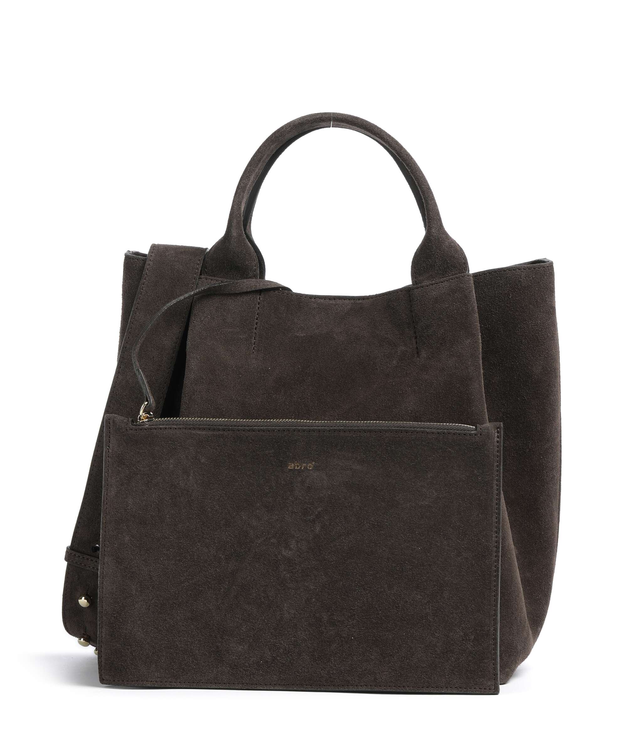 Abro Suede Essential Medium Handbag dark brown
