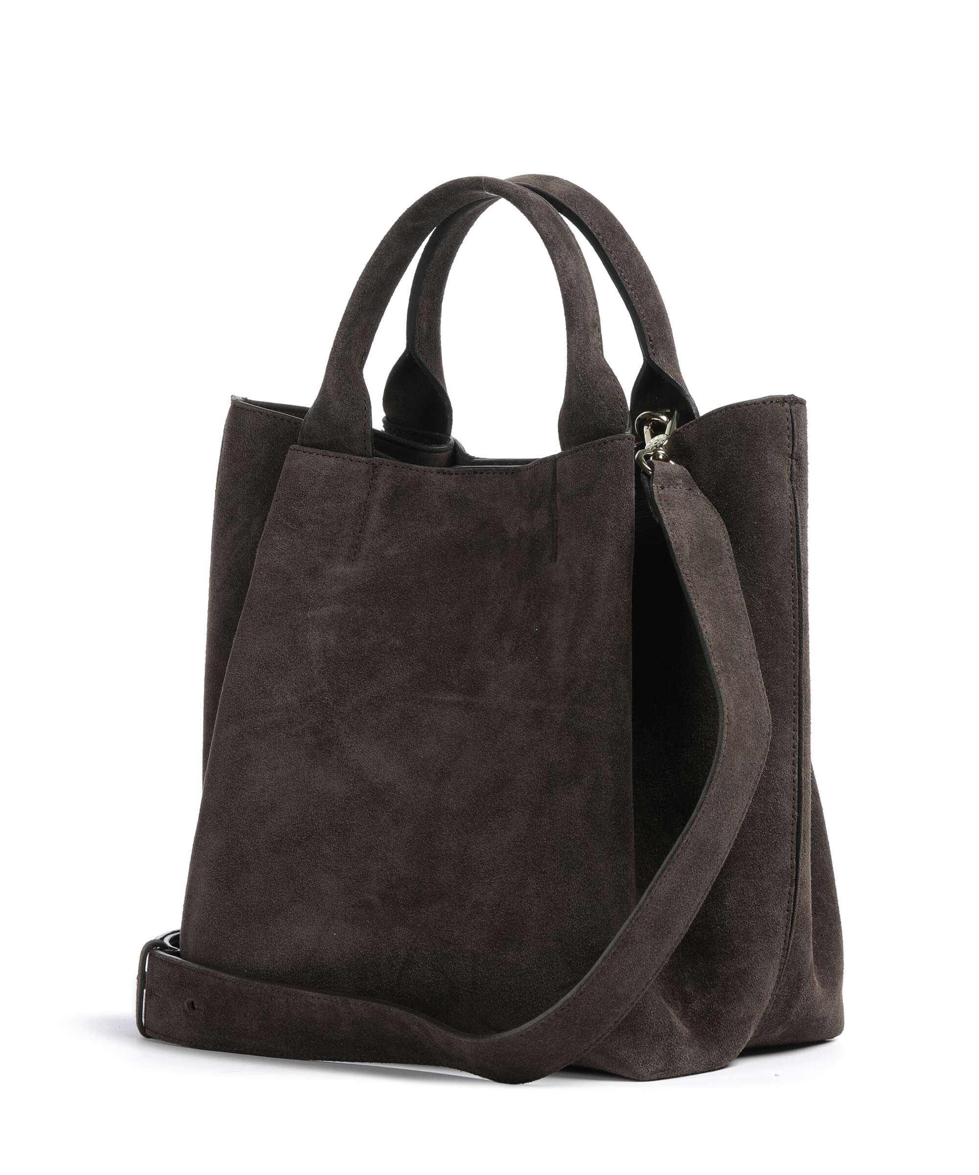 Abro Suede Essential Medium Handbag dark brown