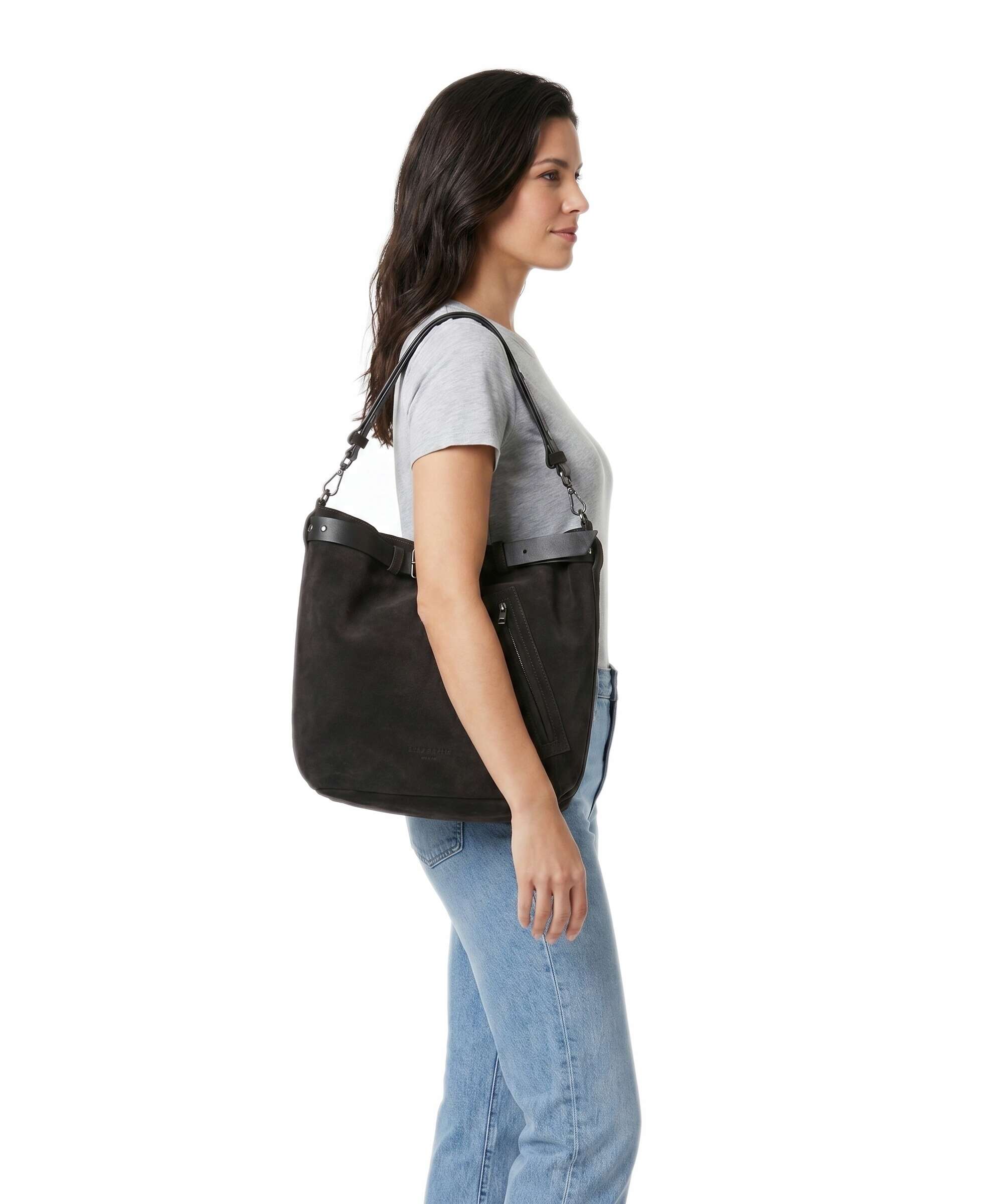 Liebeskind Zita Hydro Suede L Bucket bag deep soil