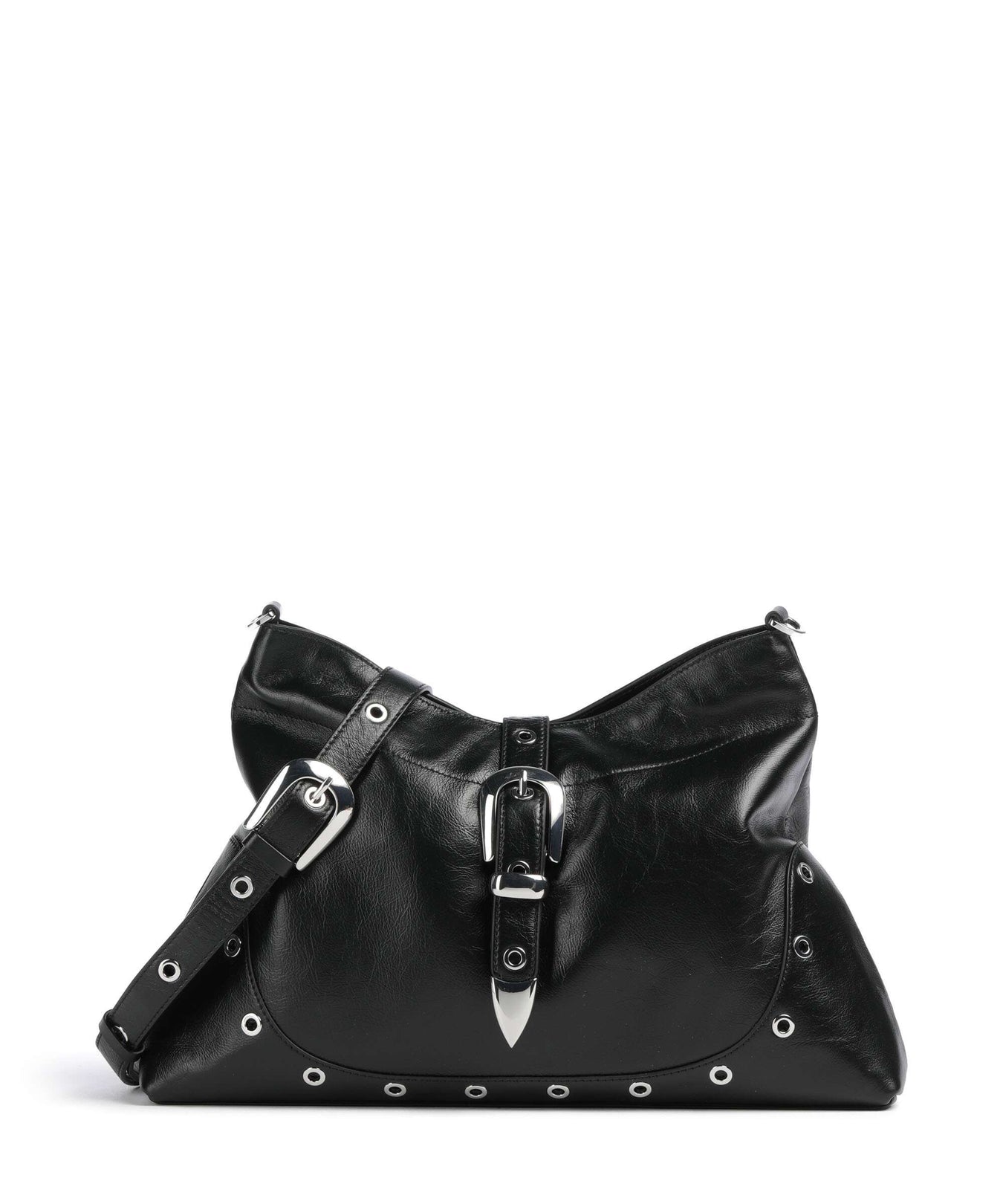 Les Visionnaires Elisa Rivet Glossy Hobo bag black
