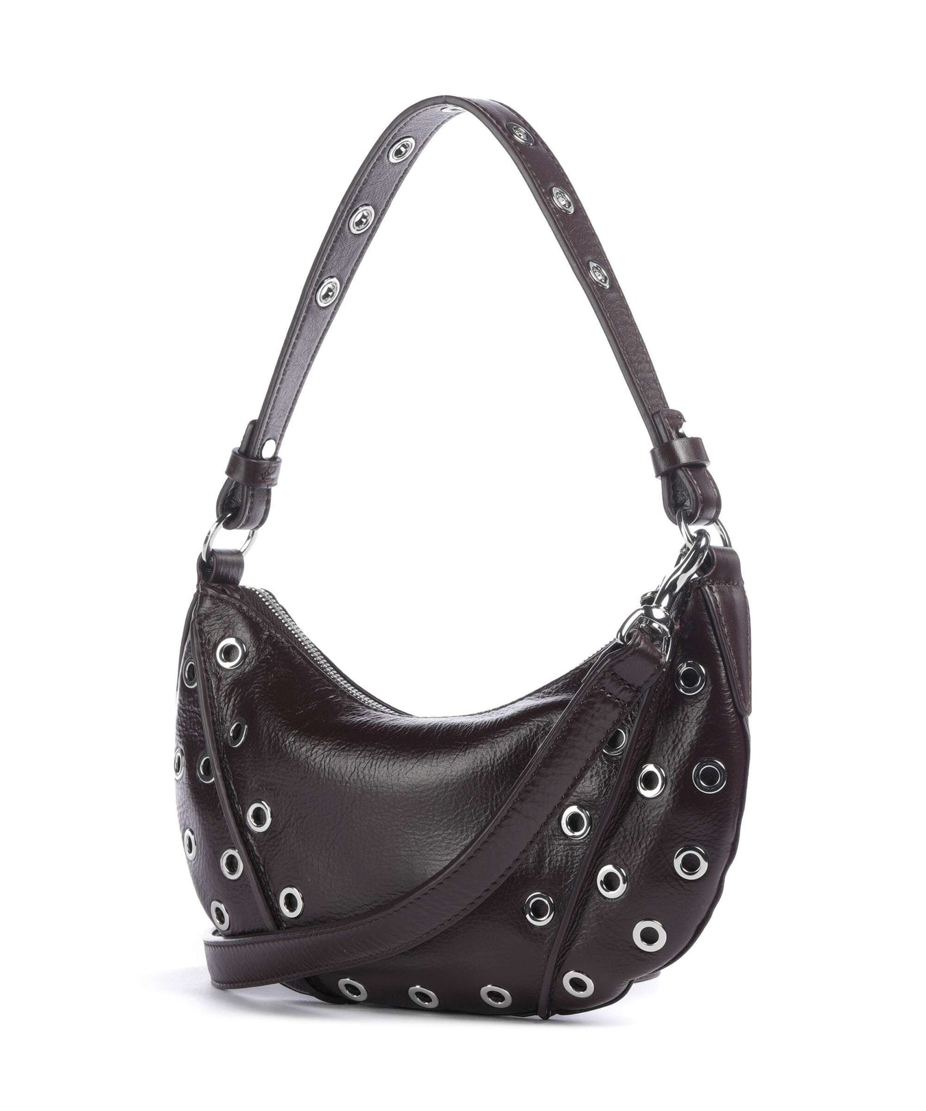 Les Visionnaires Enya Rivet Glossy Mini Shoulder bag aubergine