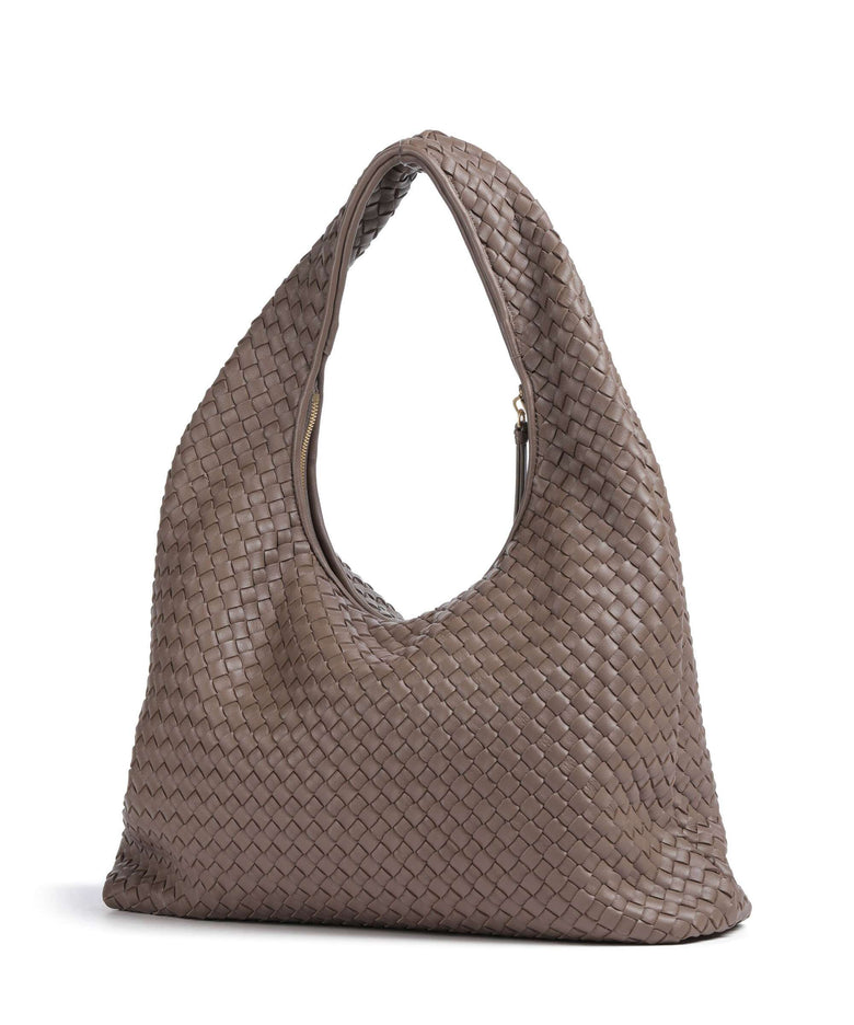 Les Visionnaires Jade Weave Silky Hobo bag taupe brown
