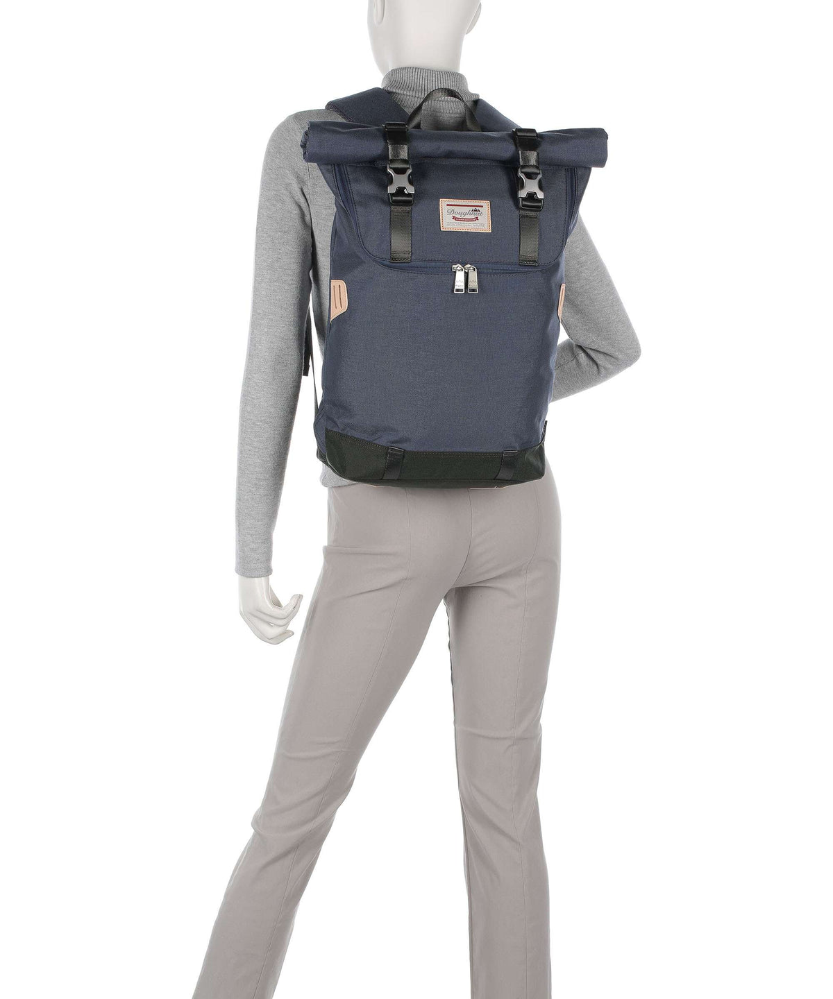 Doughnut Glossy Blocking Christopher Rolltop backpack black