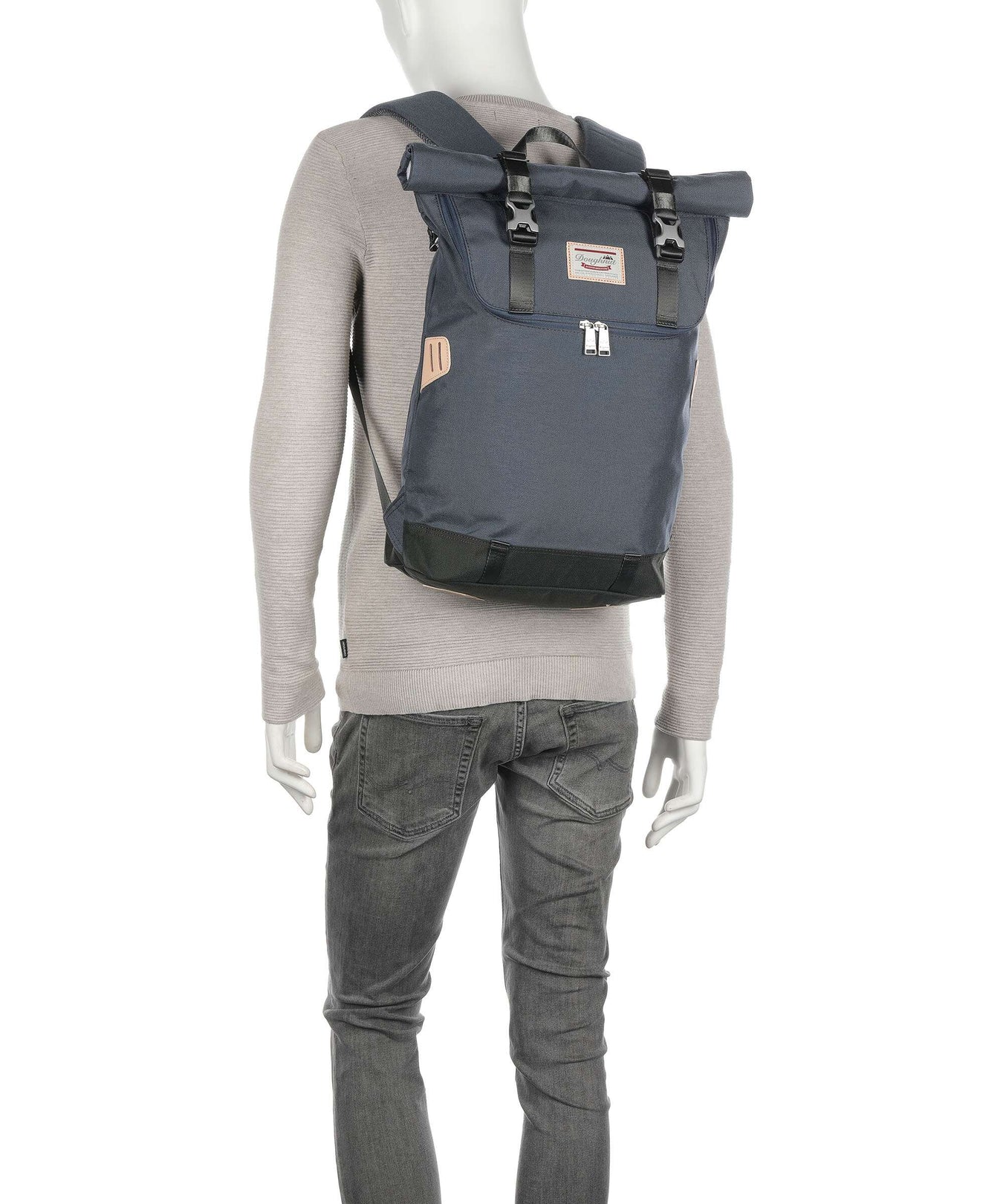 Doughnut Glossy Blocking Christopher Rolltop backpack black