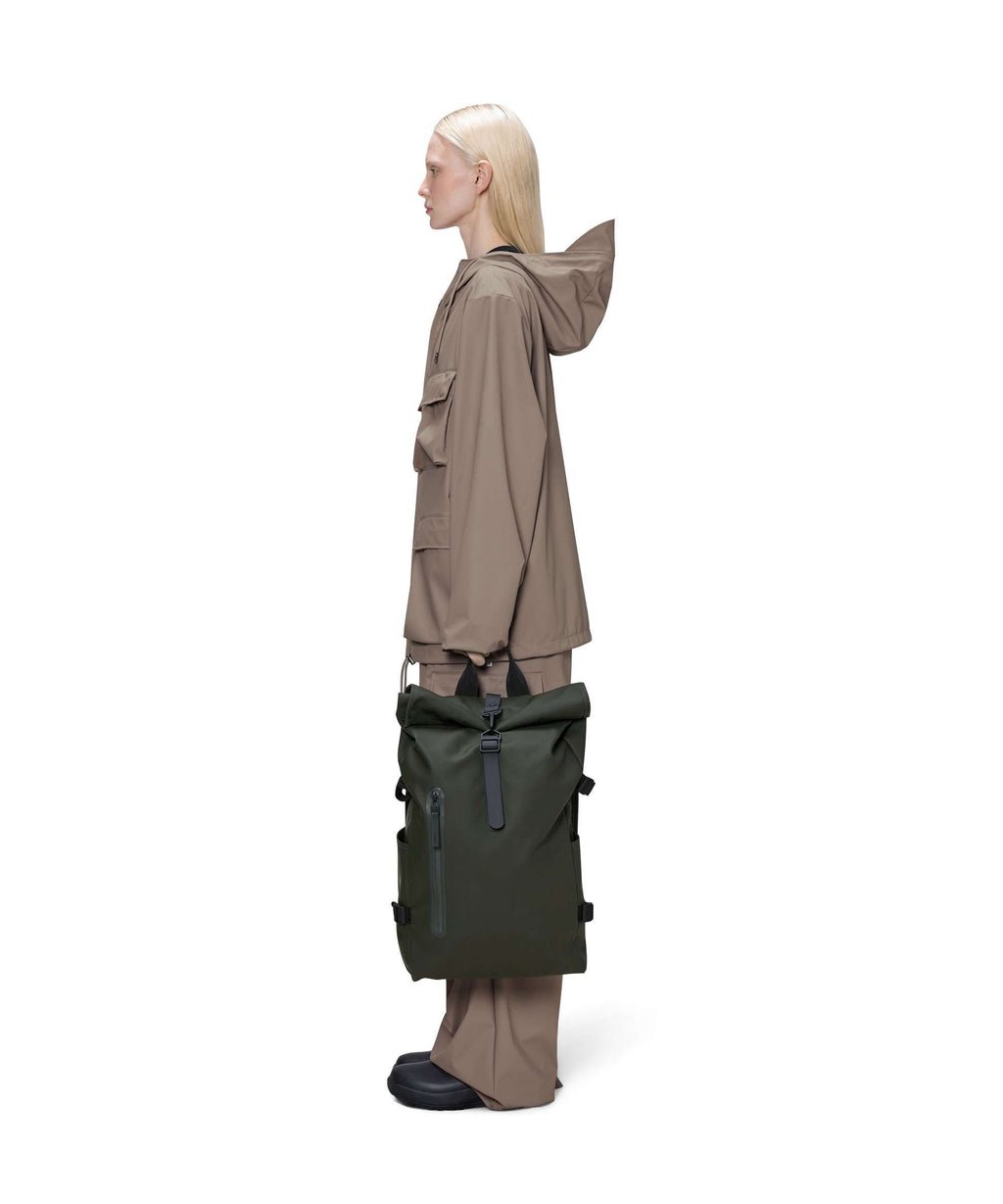 Rains Large Rolltop backpack green