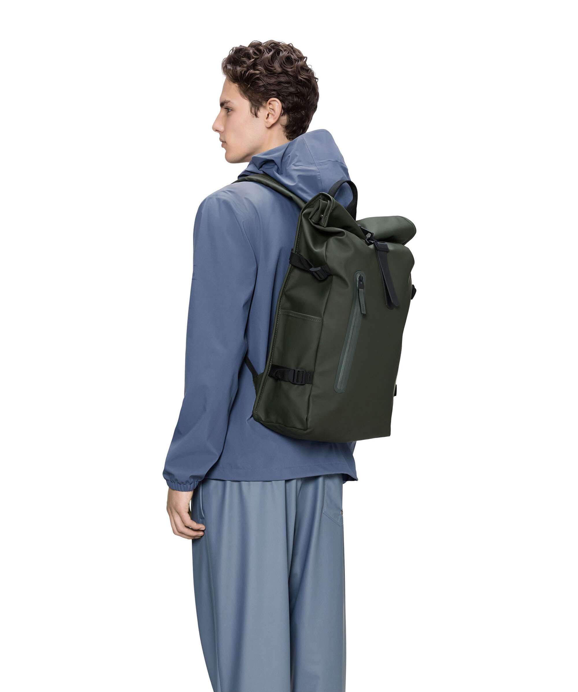 Rains Large Rolltop backpack green