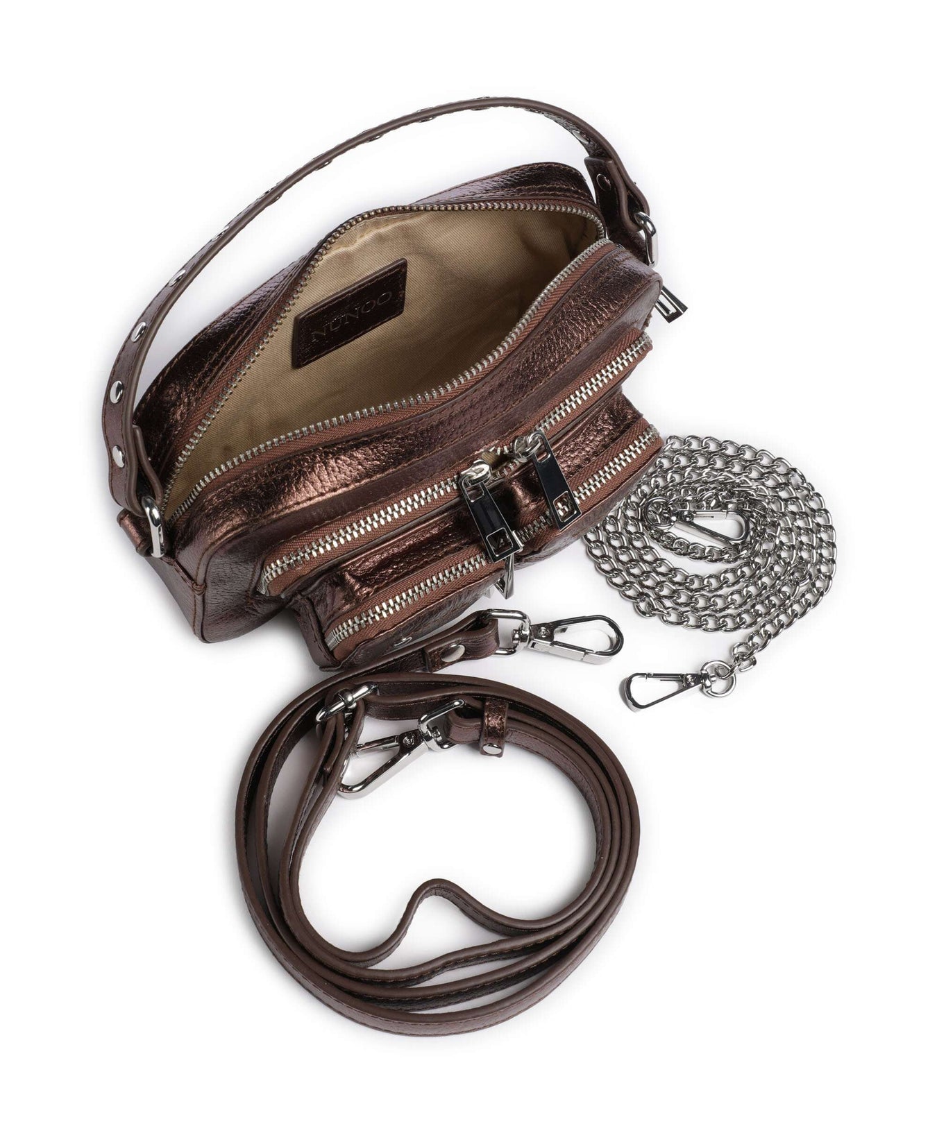 Núnoo Metallic Helena Crossbody bag brown