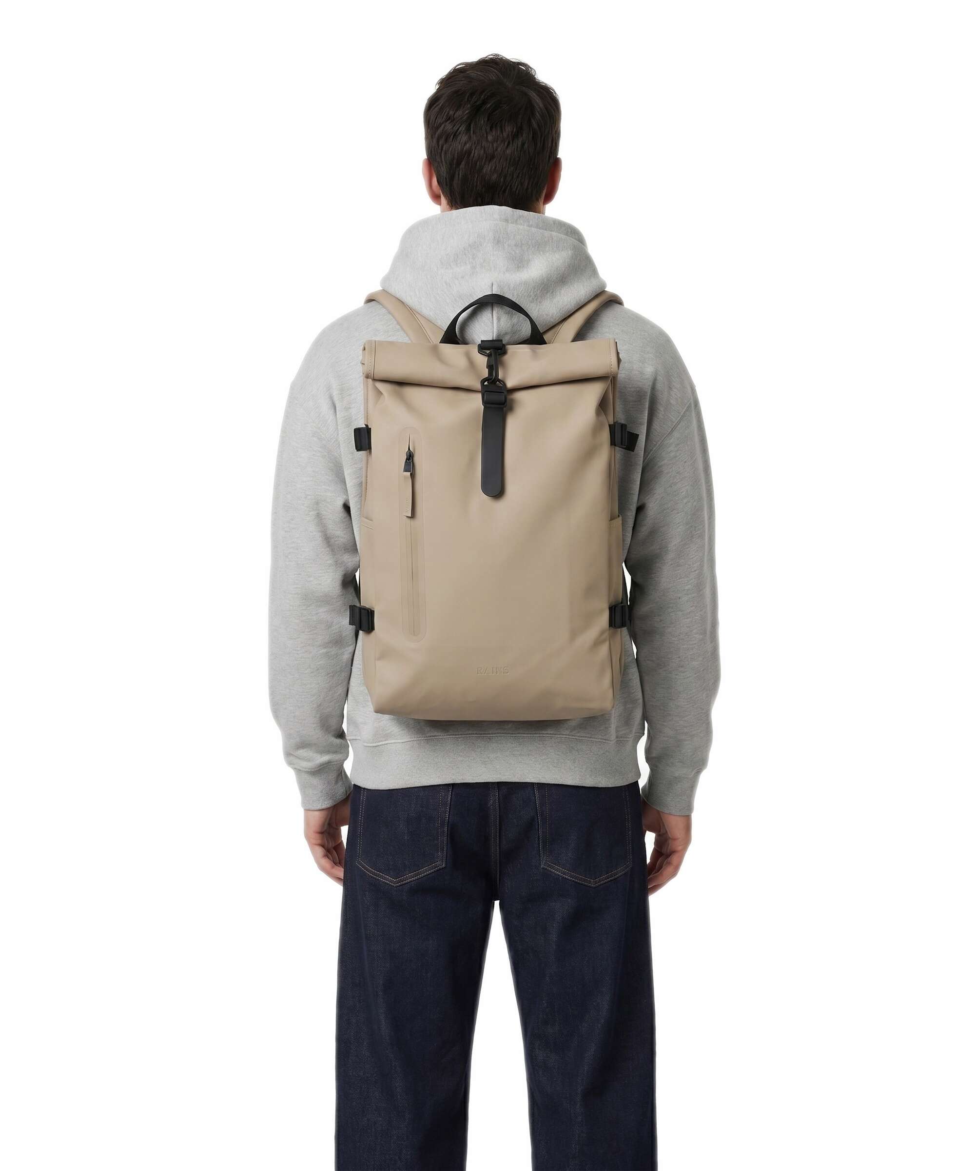 Rains Large Rolltop backpack beige