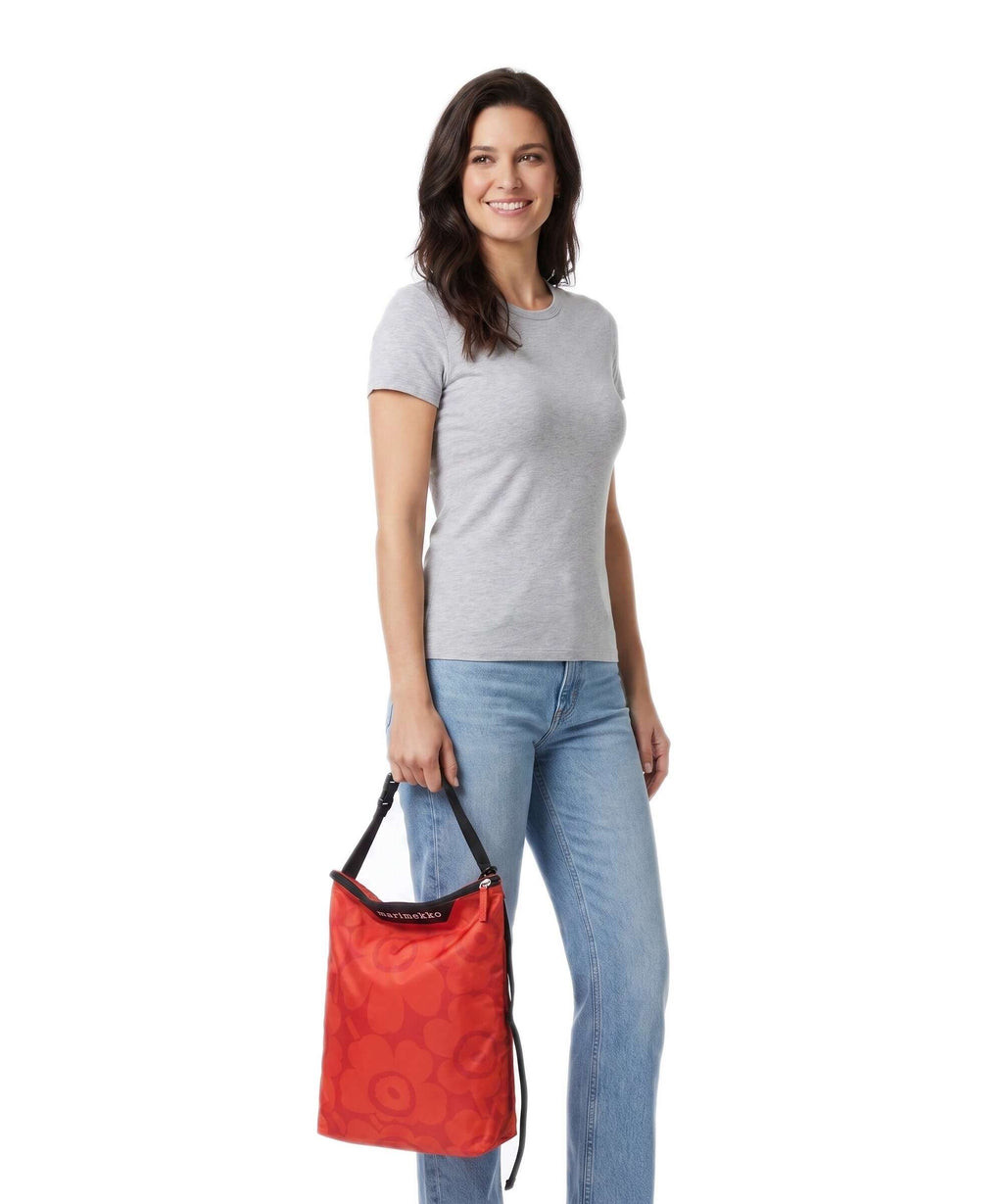 Marimekko Neat Unikko M Hobo bag red