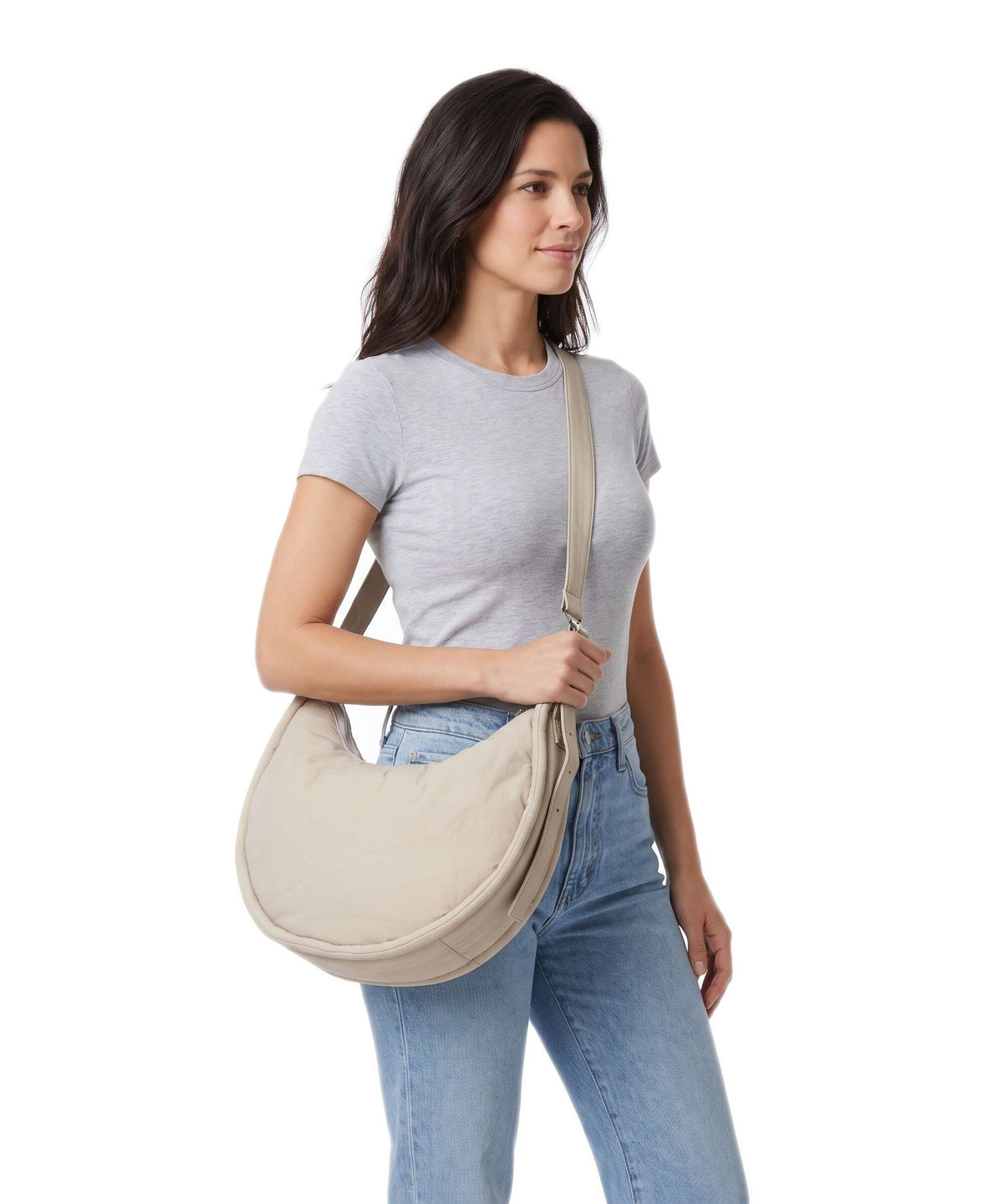 Sandqvist Curve L Hobo bag beige